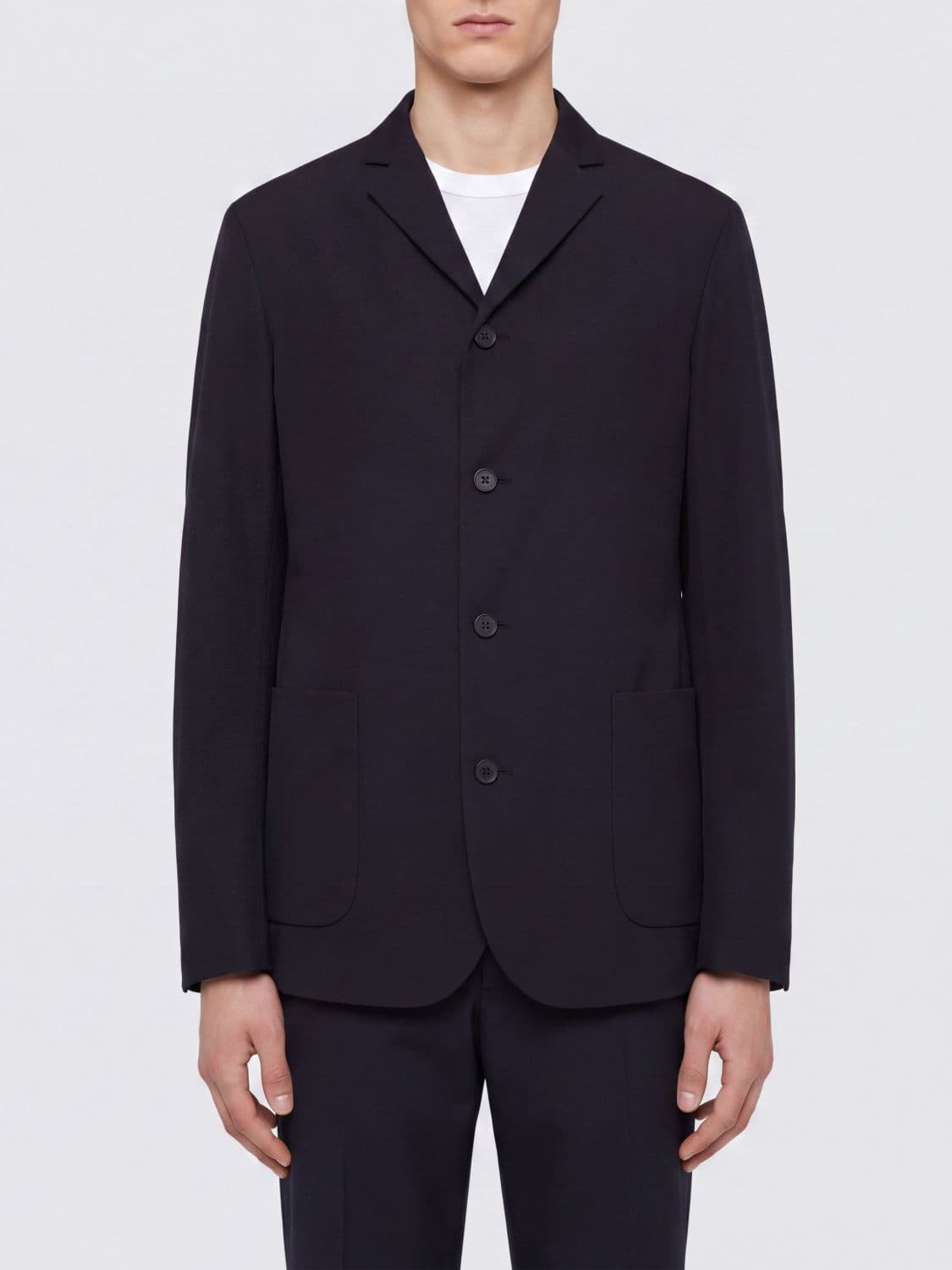 Jil Sander Single-Breasted Short Polyester Coat with Classic Lapels
