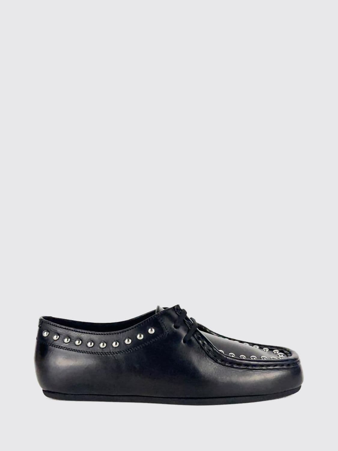 Jil Sander Hood Studded Buffalo Leather Derby Shoes with Round Toe