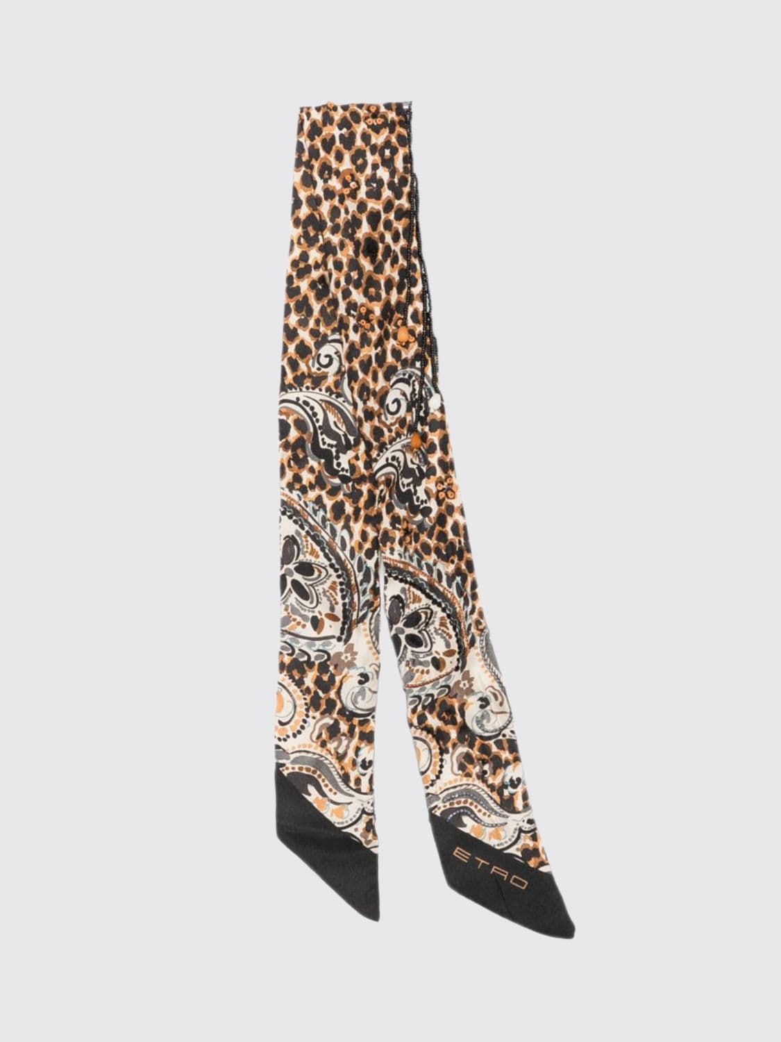 Etro Paisley and Animalier Print Pure Silk Bandeau Scarf