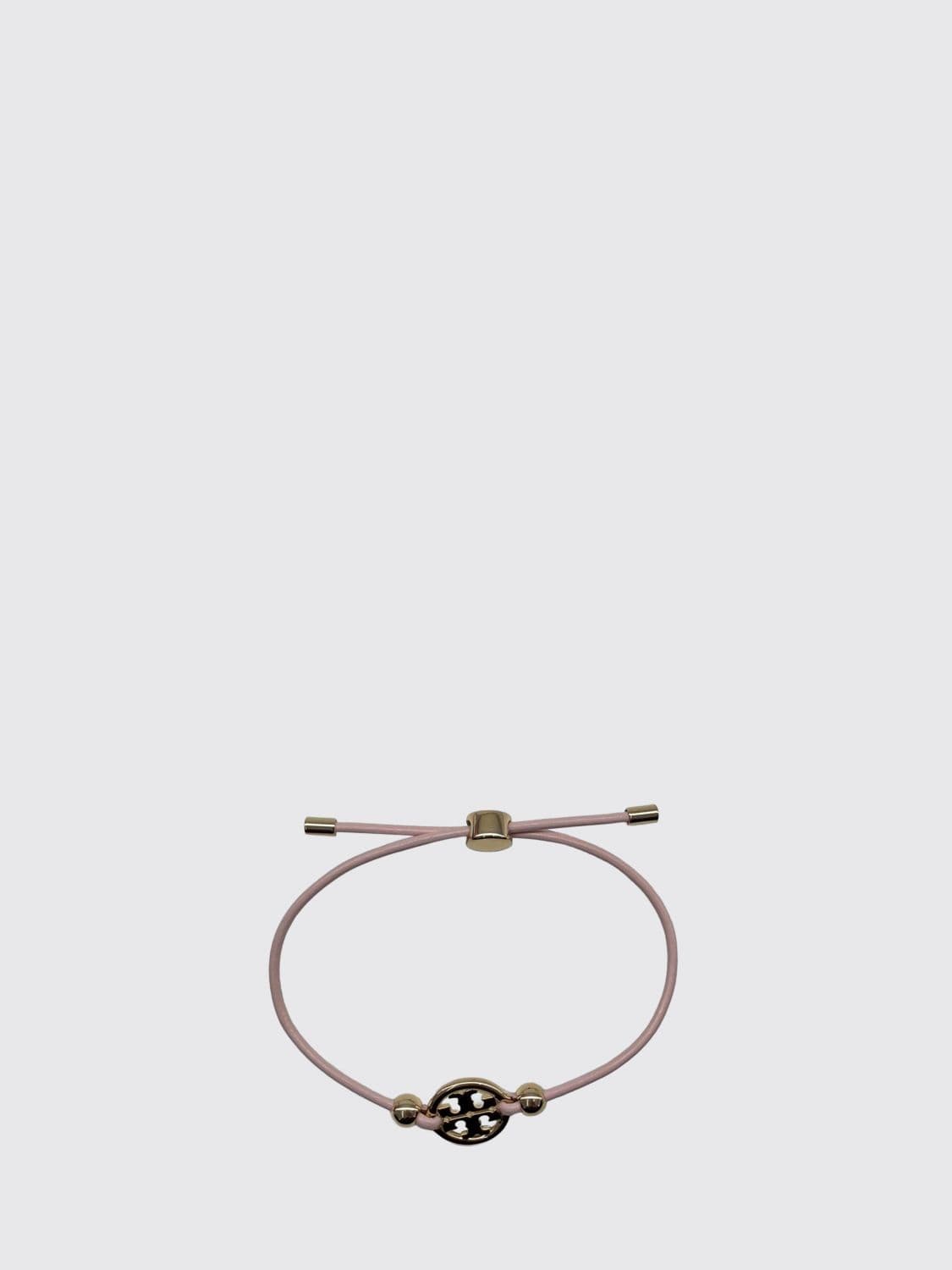 Tory Burch Leather and Brass Bracelet with Double T Logo and Crystal · OS