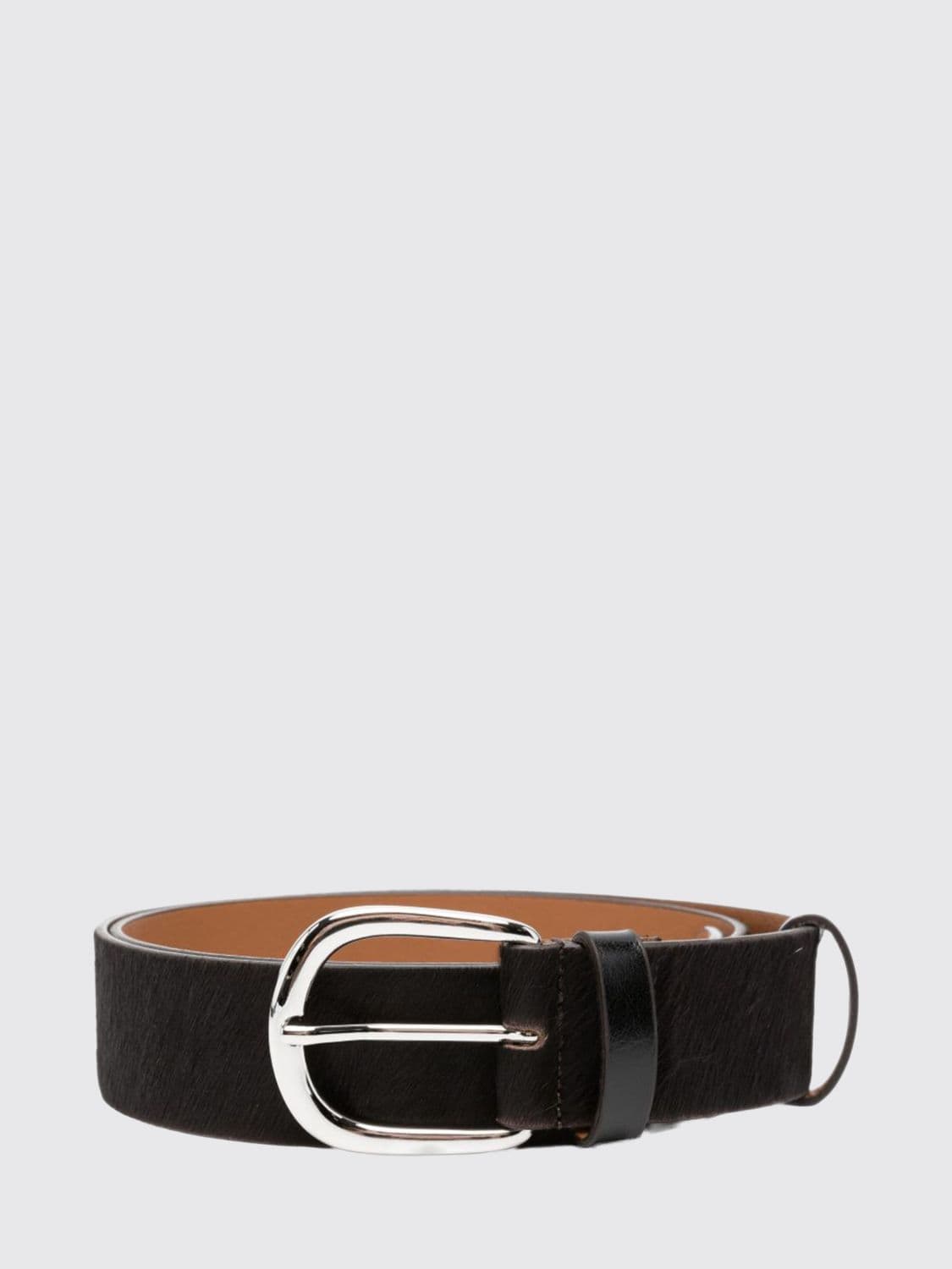 Alysi Pony Hair-Effect Leather Belt with Classic Buckle