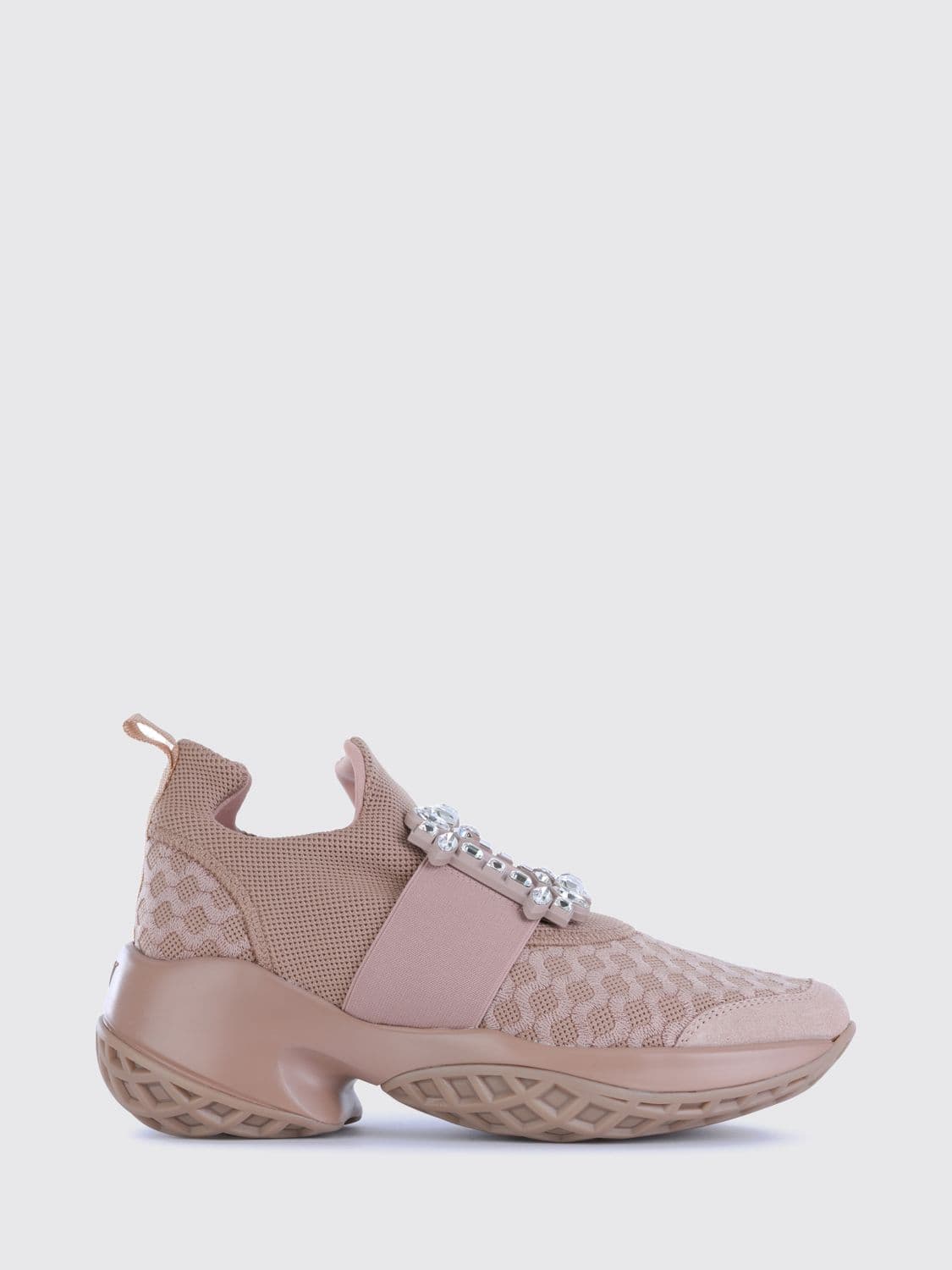 Roger Vivier Viv' Run Knit Slip-On Trainers with Jewelled Buckle