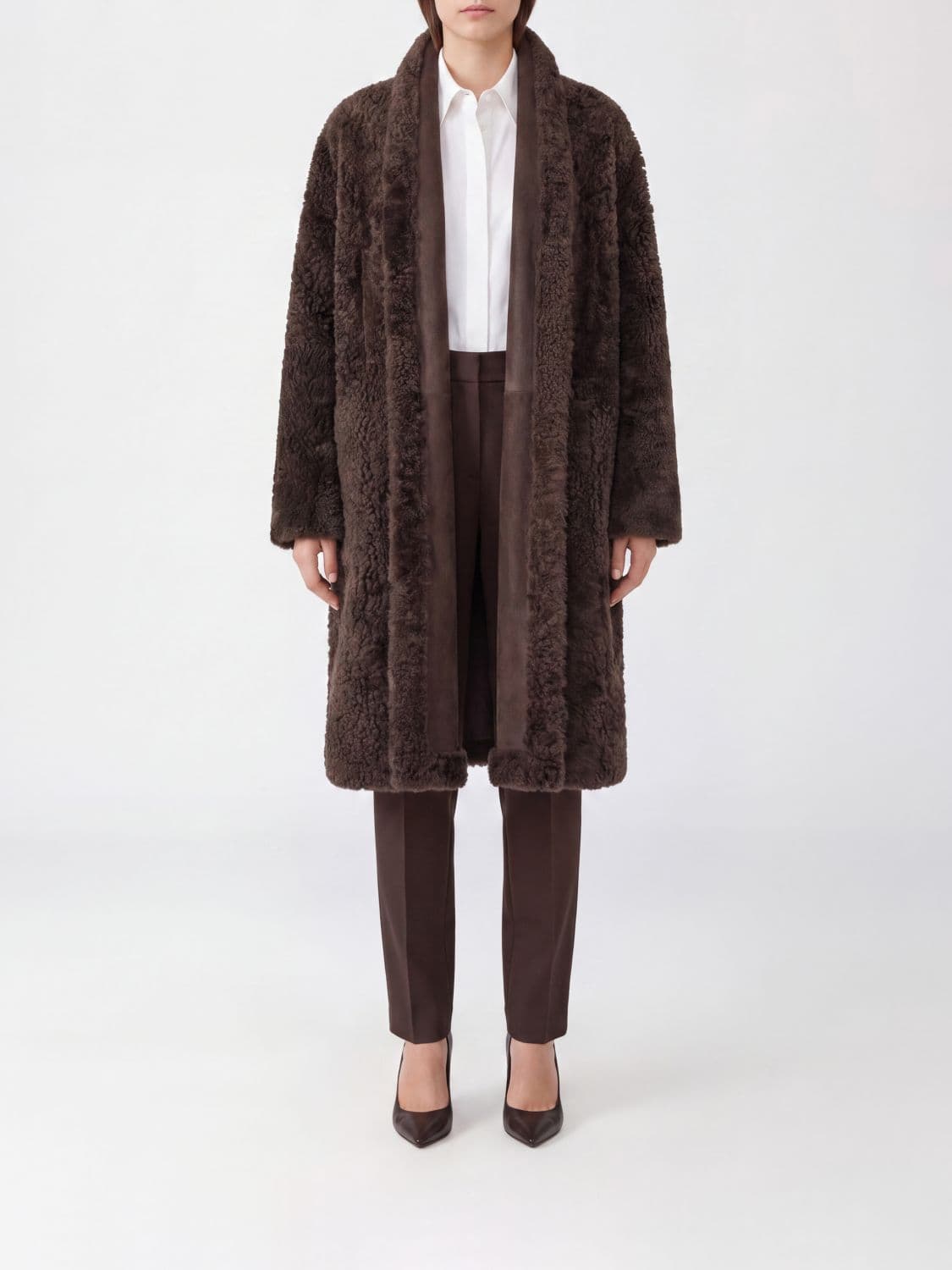 Tom Ford Long Cashmere and Leather Shawl Collar Coat
