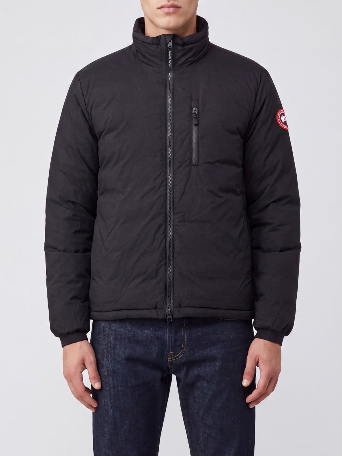 Canada Goose Lightweight Nylon Down Jacket with a High Neck and Logo Patch