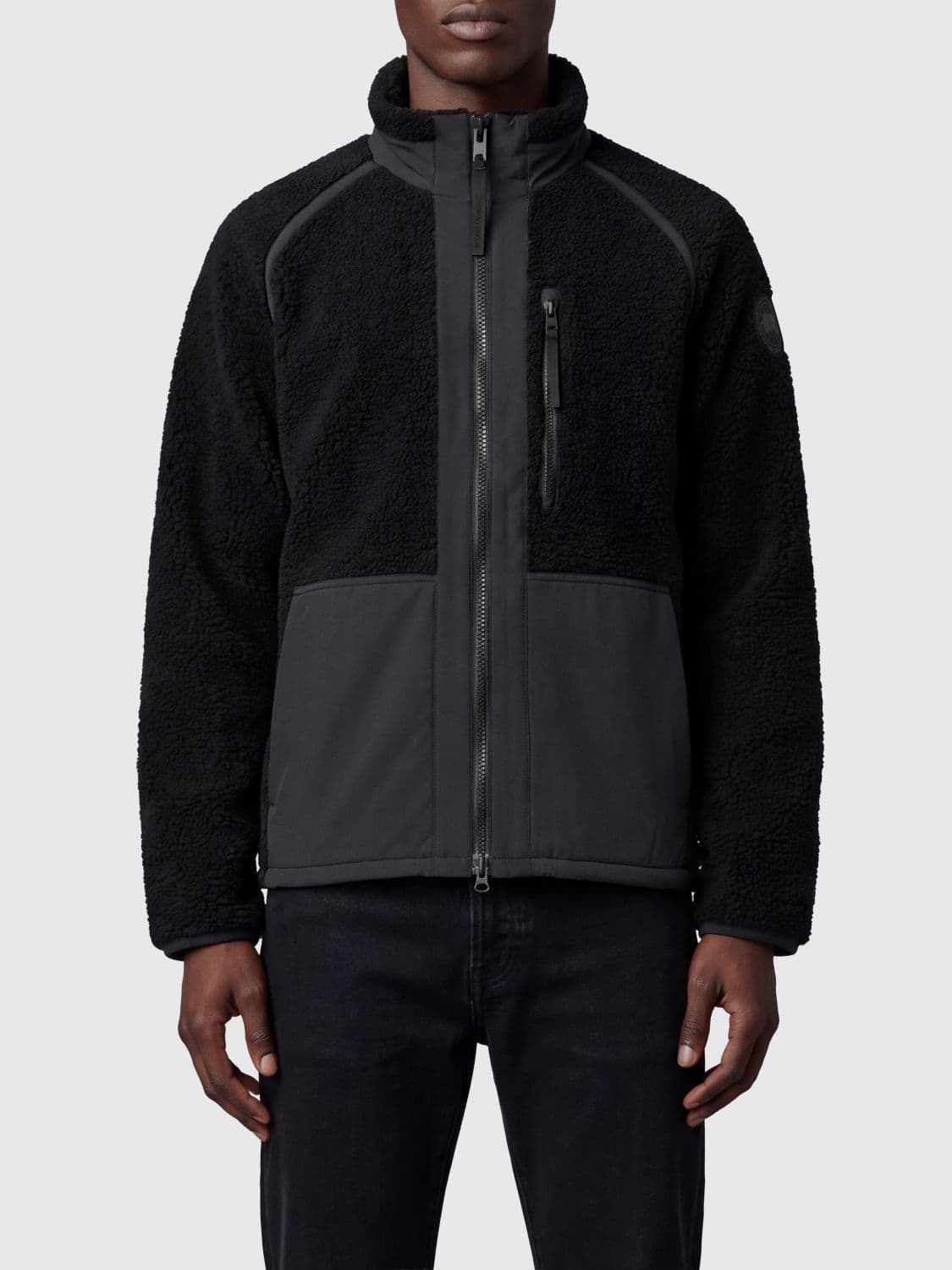 Canada Goose Wool-Blend Fleece Jacket with a High Neck and Zip Pocket