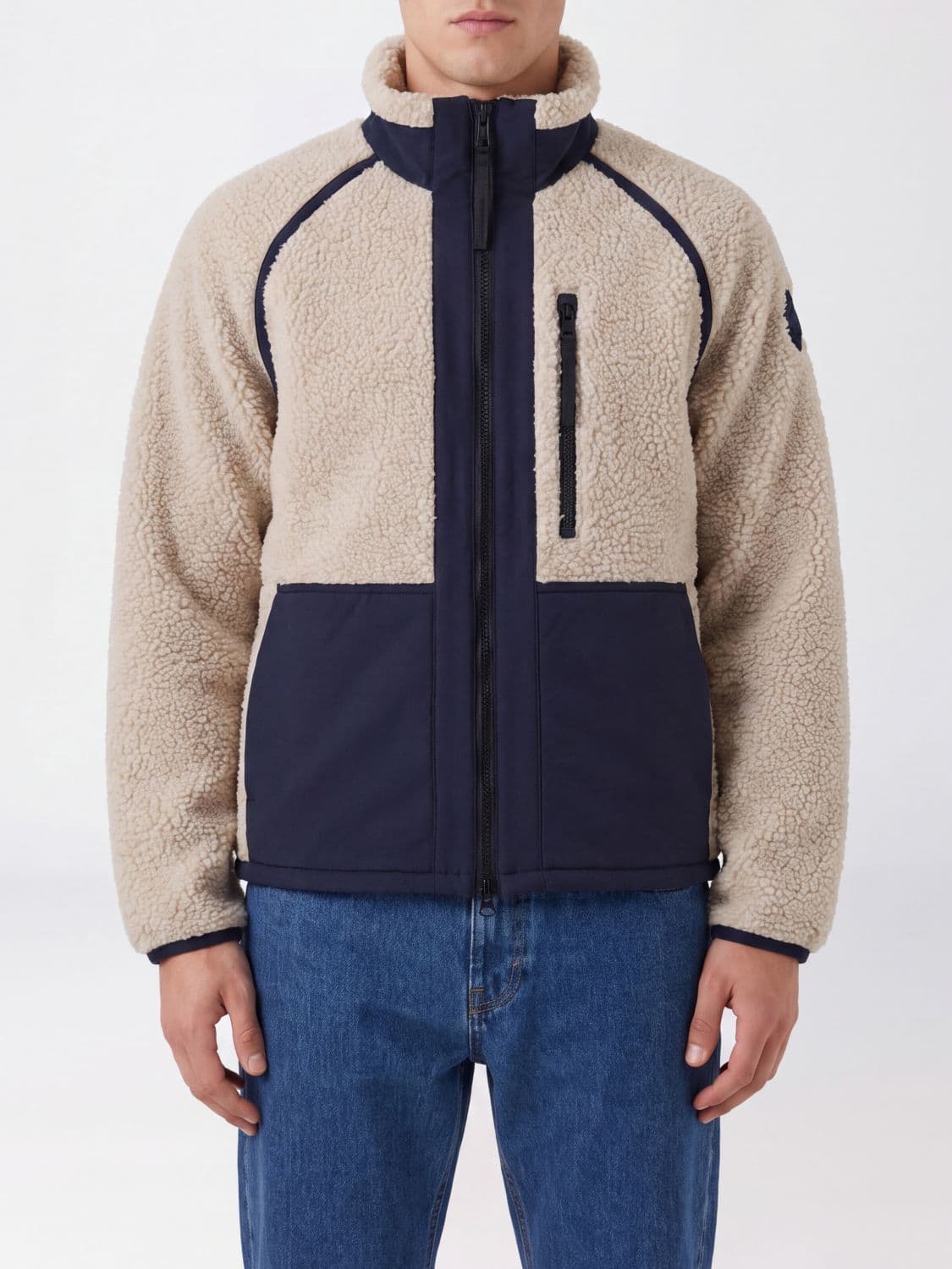 Canada Goose Wool-Blend Fleece Jacket with a High Neck and Zip Pocket
