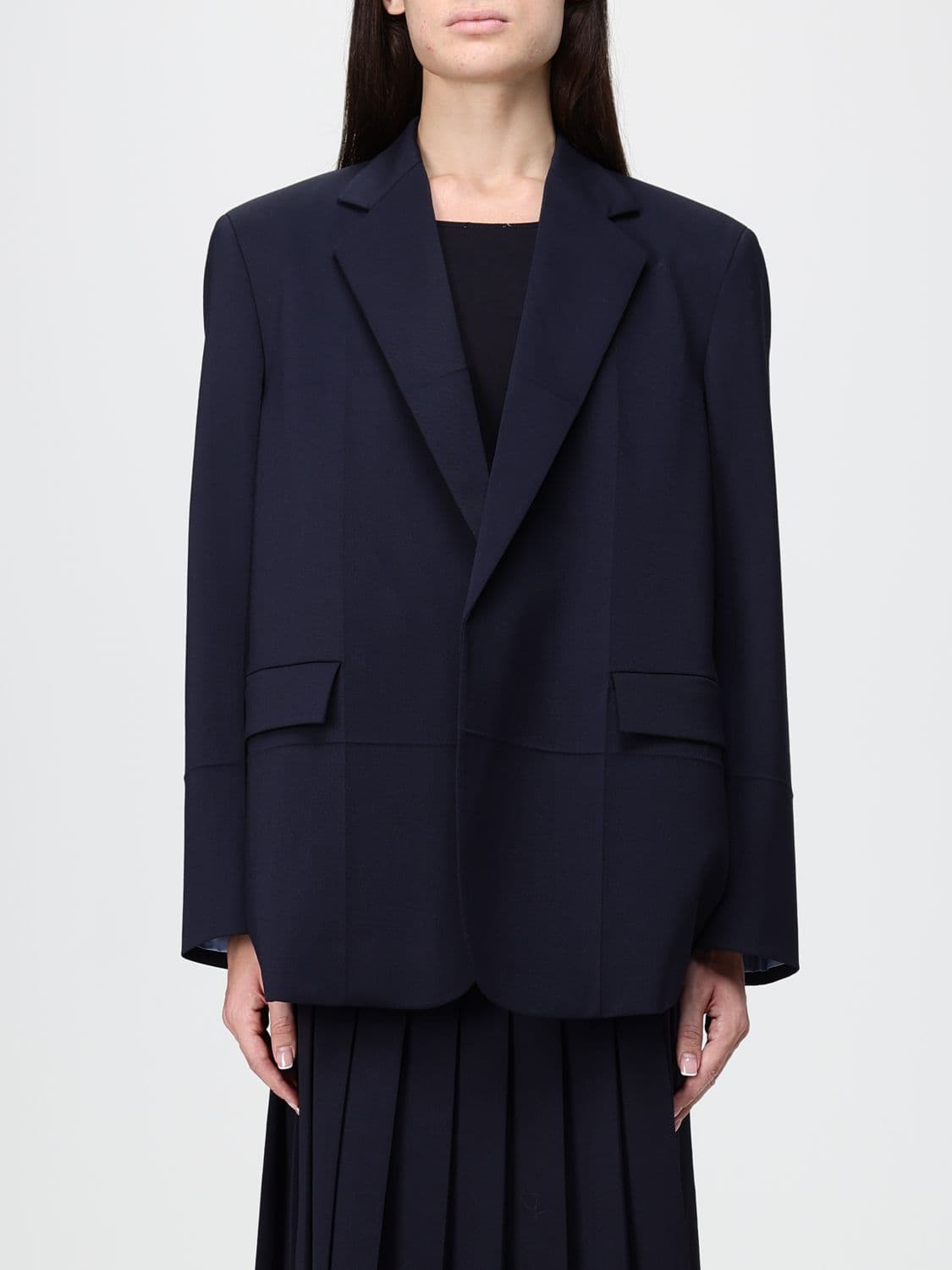 N° 21 Relaxed Fit Single-Breasted Wool Blend Blazer with Padded Shoulders