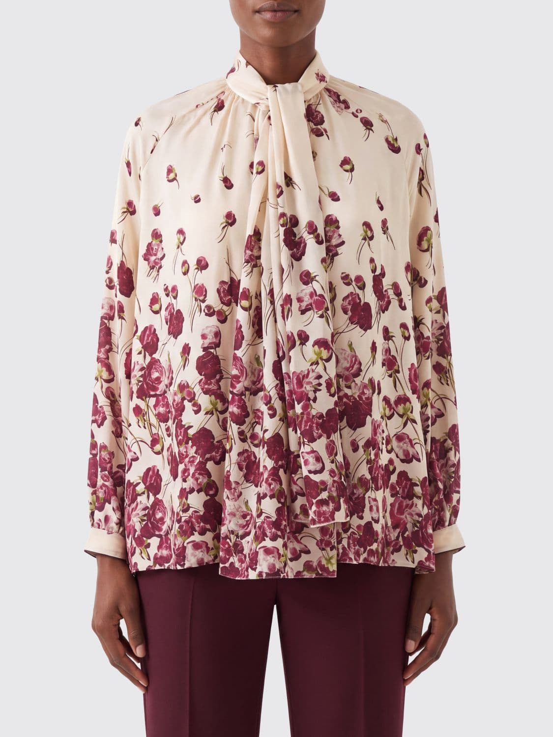 F.r.s For Restless Sleepers F. R.S FOR RESTLESS SLEEPERS Floral Print Viscose Pussy-Bow Blouse