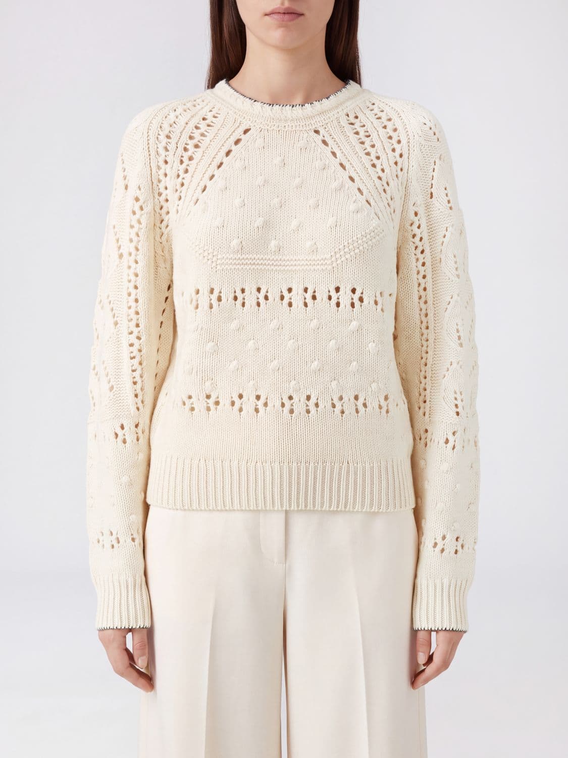 Isabel Marant Etoile Wool and Cotton Blend Crewneck Jumper with Ribbed Trims