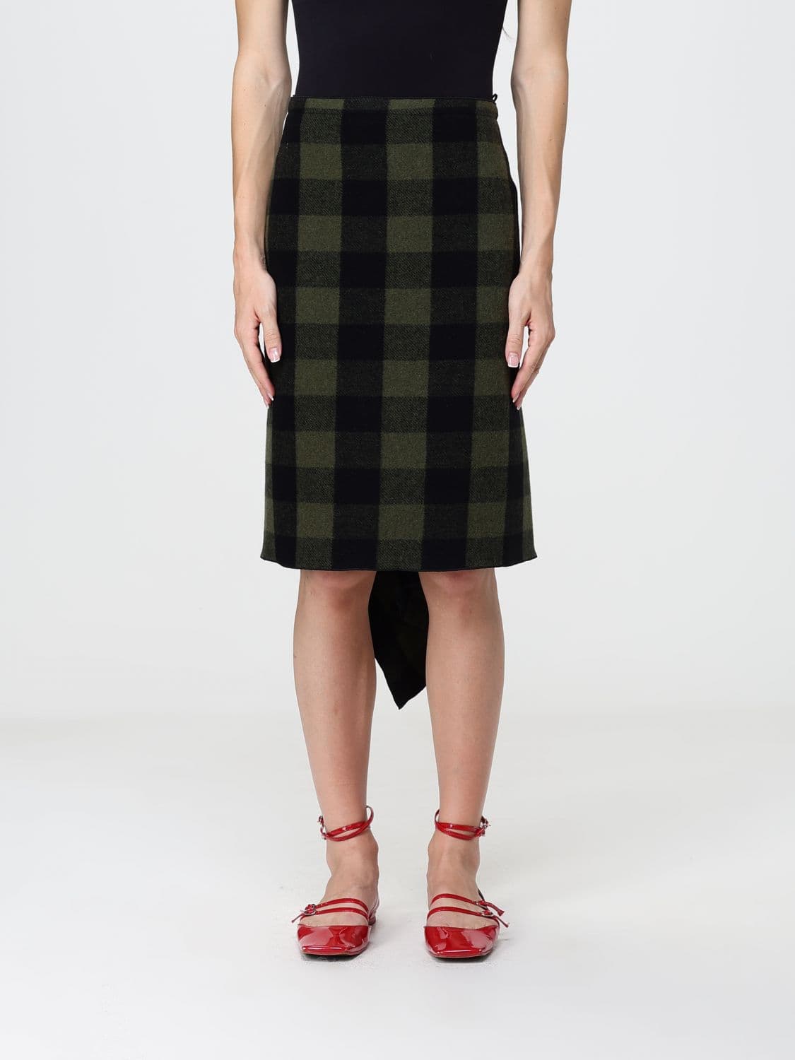 N° 21 High-Waisted Asymmetric Check Wool Blend Mini Skirt