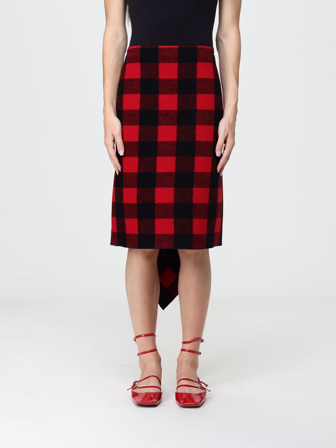 N° 21 High-Waisted Asymmetric Check Wool Blend Mini Skirt
