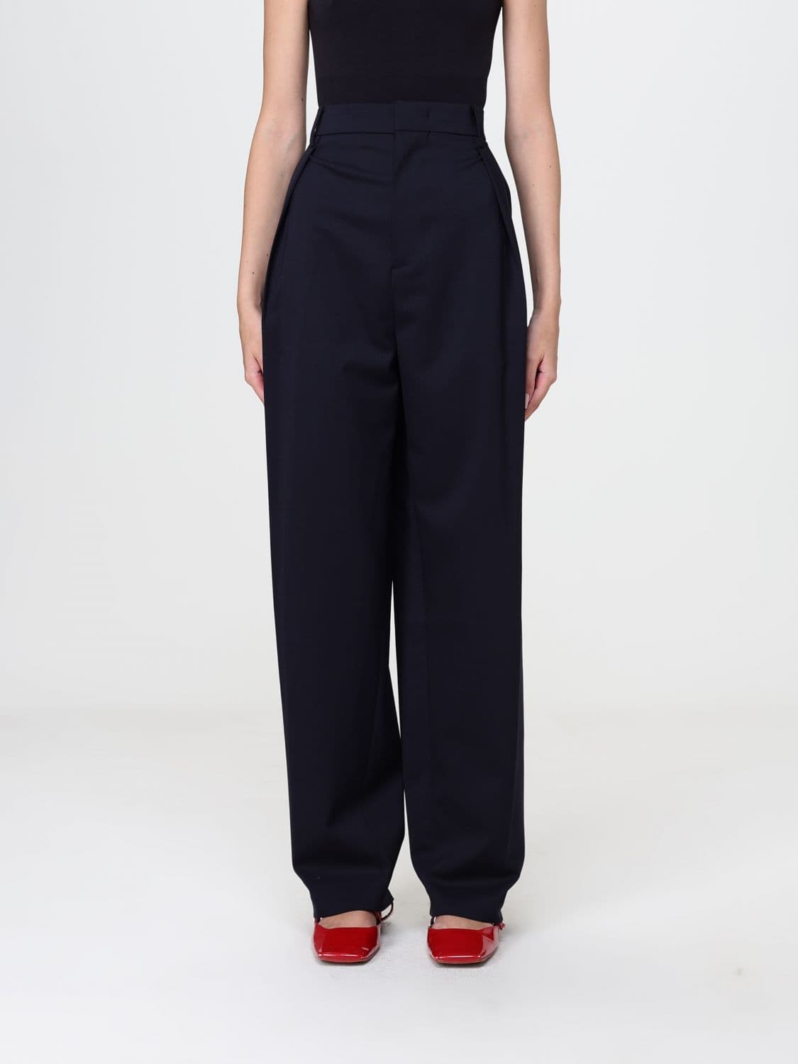 N° 21 High-Waisted Wide-Leg Trousers in Wool Blend