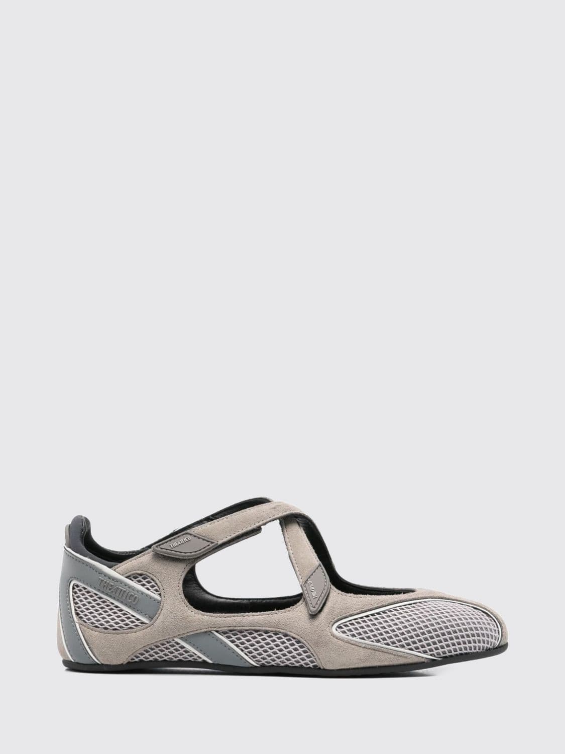 The Attico Floor 01 Mary Jane Ballerina Flats in Two-Tone Mesh and Suede