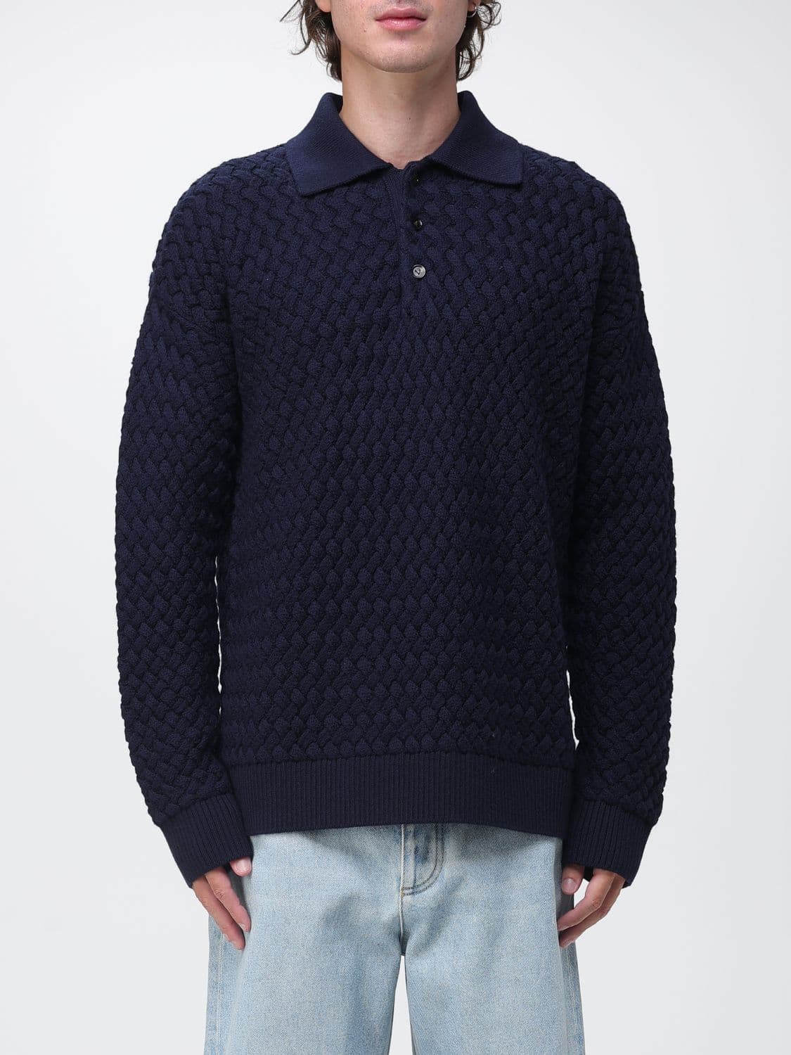 Bottega Veneta Relaxed Fit Long-Sleeve Knitted Wool Polo Shirt