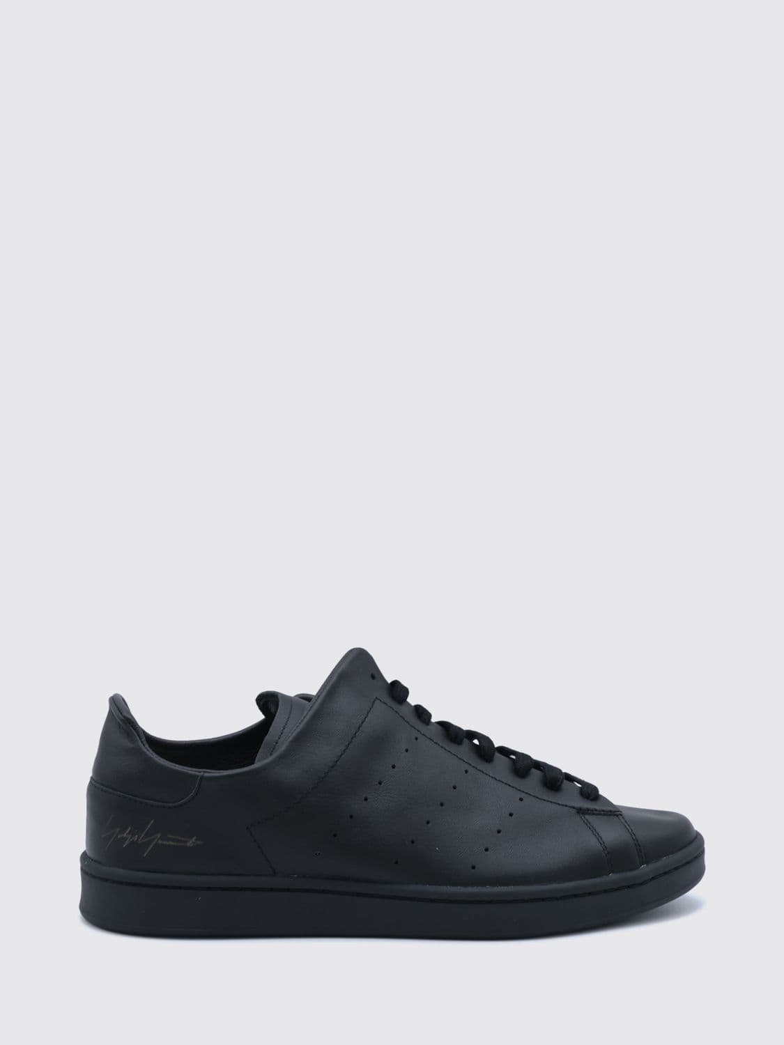 Y-3 Diagonal Stan Smith Leather Sneakers with Printed Logo and Round Toe