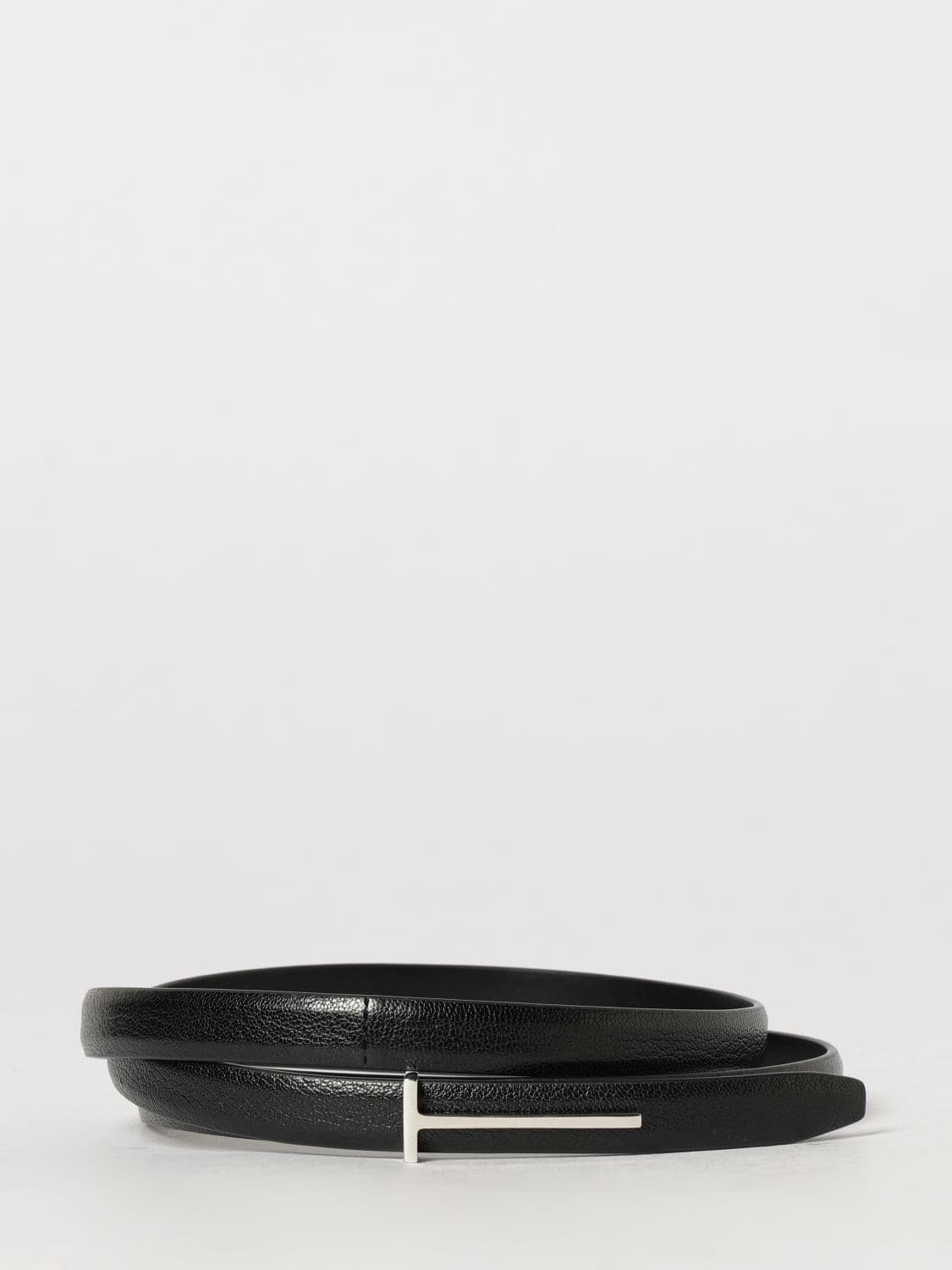 Tom Ford Adjustable Calfskin Leather Belt with T Monogram Buckle