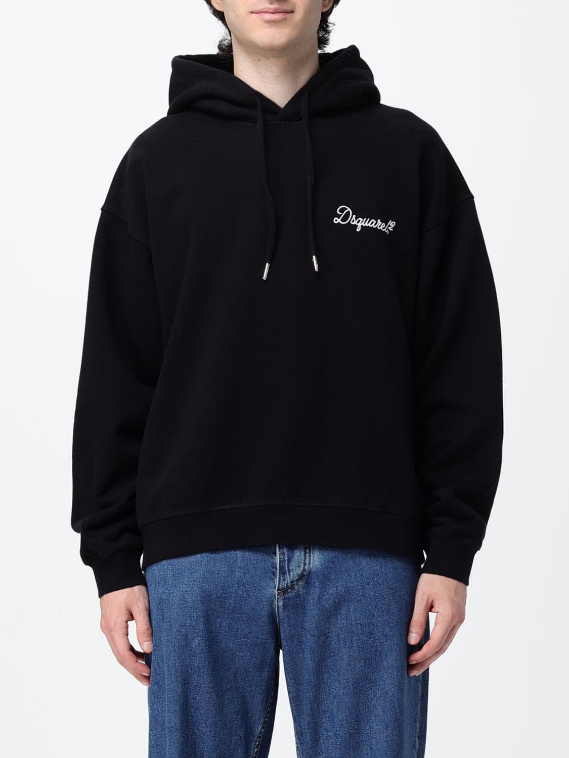 Dsquared2 Relaxed Fit Cotton Hoodie with Embroidered Logo