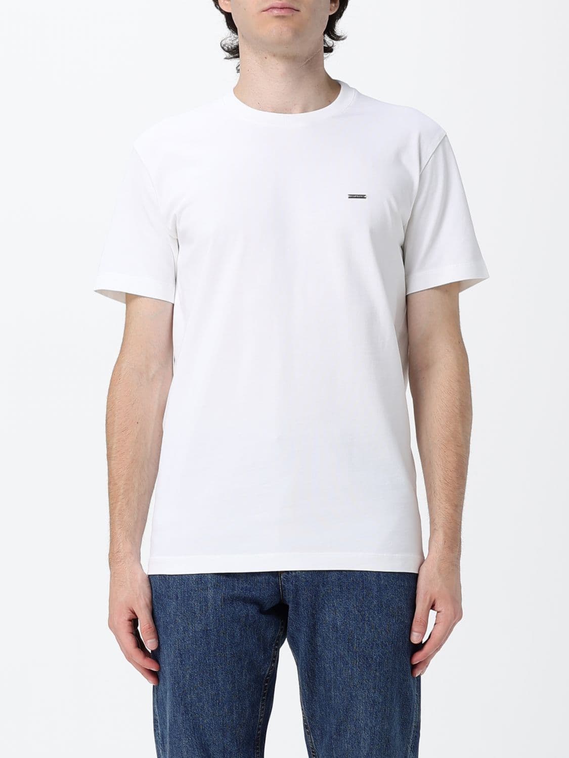 Dsquared2 Slim Fit Cotton Crewneck T-Shirt with Applied Logo