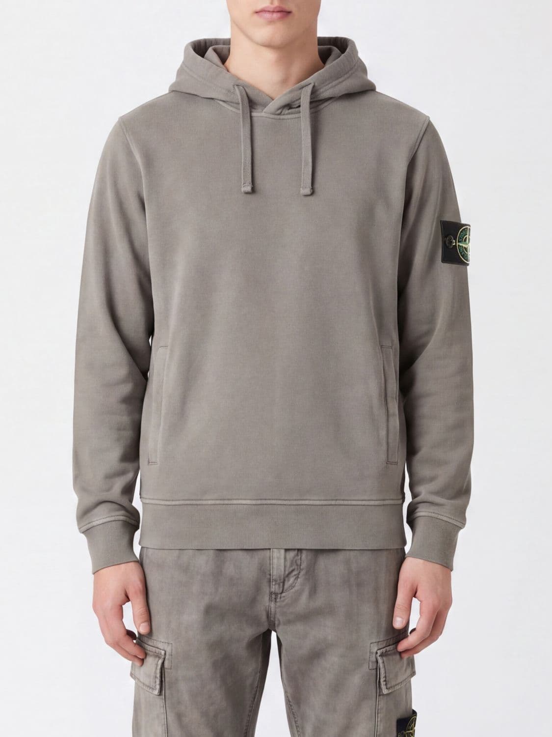 Stone Island Cotton Hoodie with Compass Logo Patch
