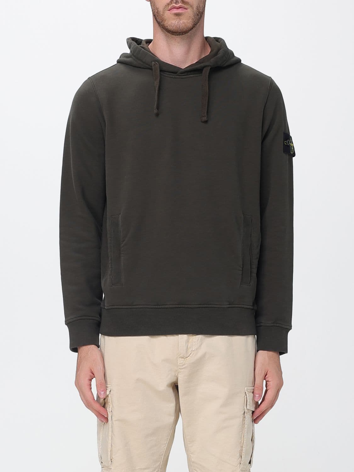 Stone Island Cotton Hoodie with Compass Logo Patch