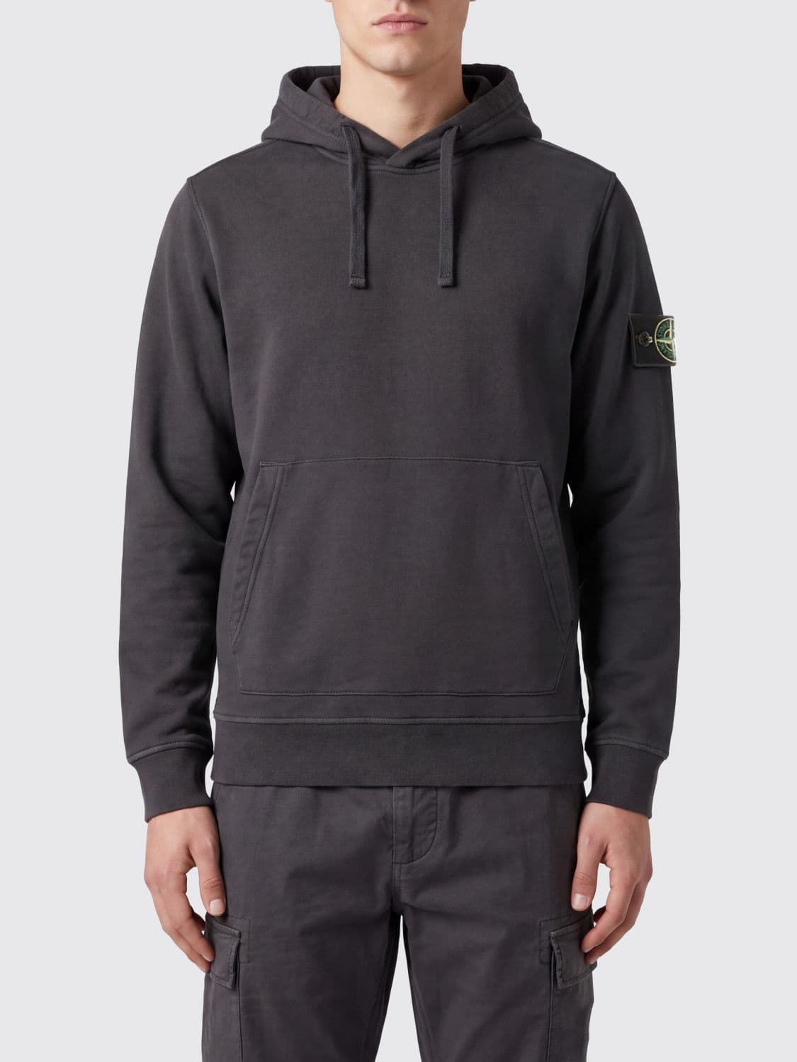 Stone Island Cotton Hoodie with Compass Logo Patch