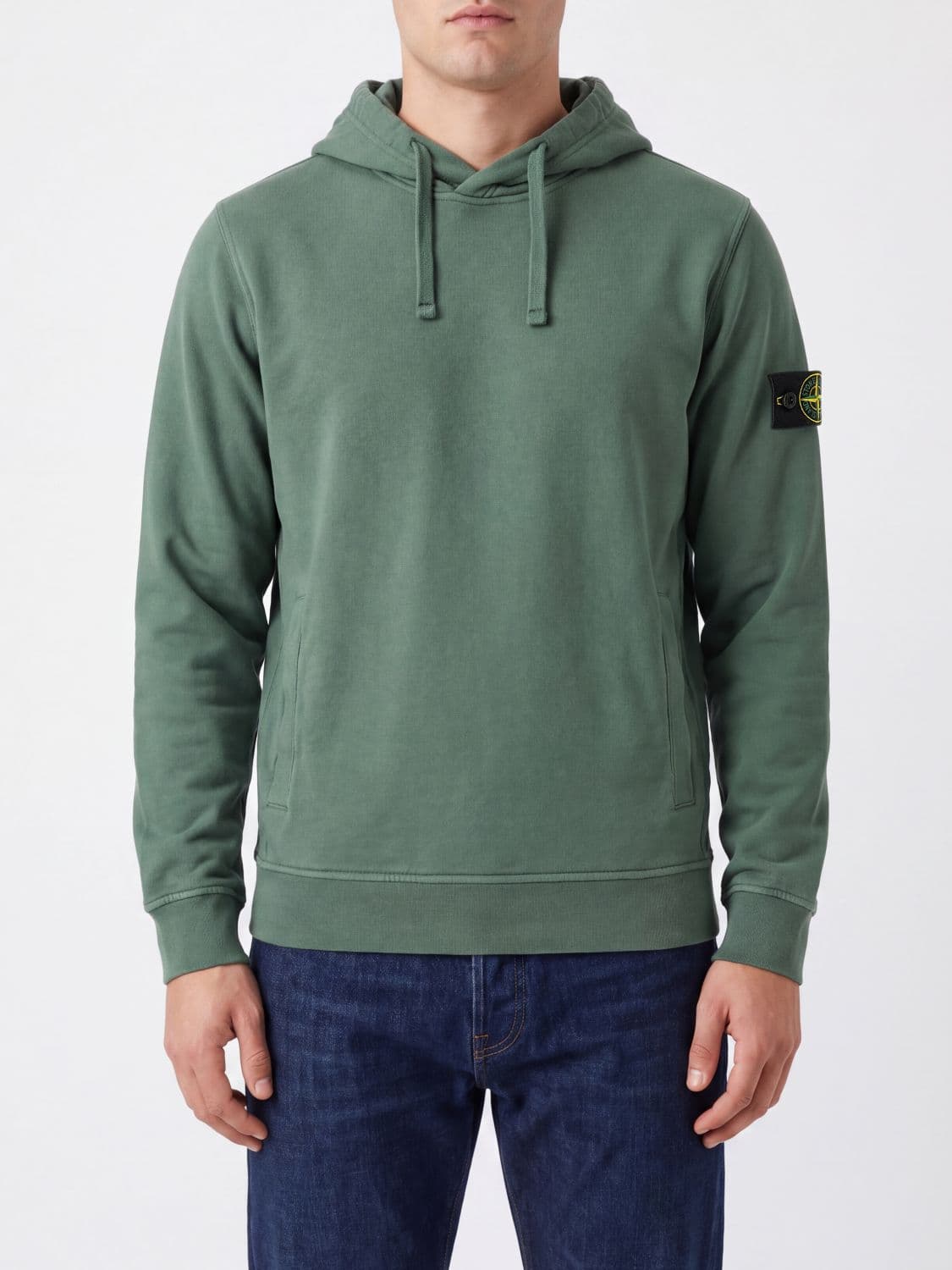 Stone Island Cotton Hoodie with Compass Logo Patch