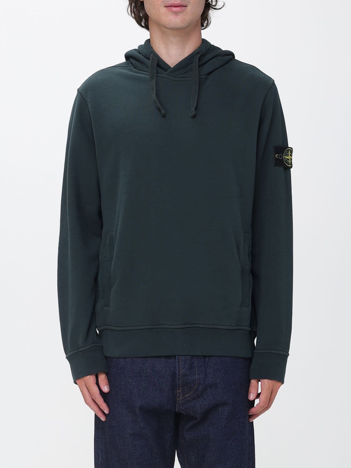 Stone Island Cotton Hoodie with Compass Logo Patch