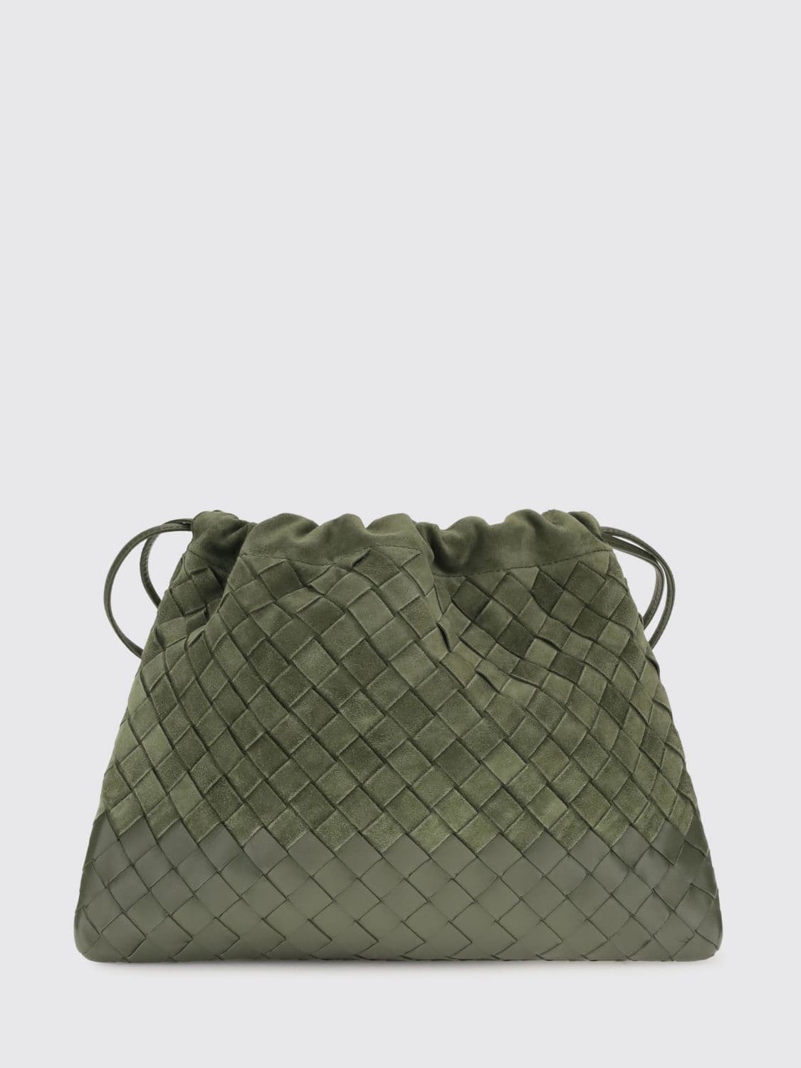 Bottega Veneta Intrecciato Woven Calf Leather Bucket Clutch with Drawstring Closure · OS