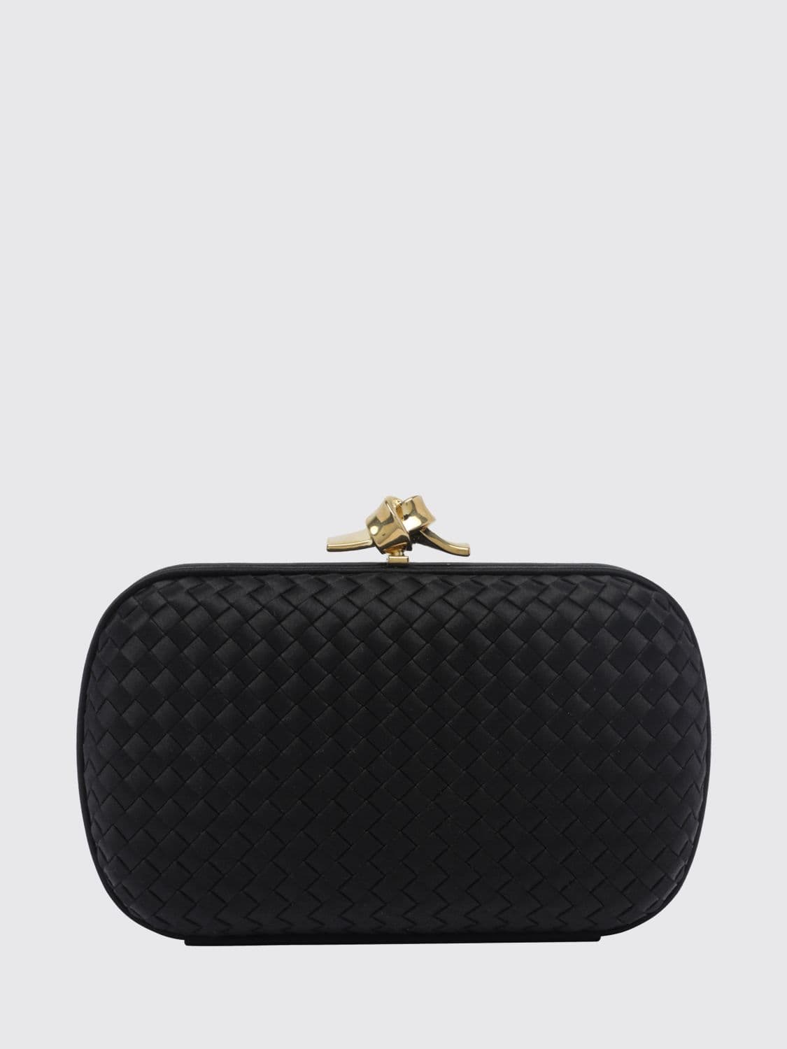 Bottega Veneta Knot Intrecciato Silk Satin Clutch with Knot Closure