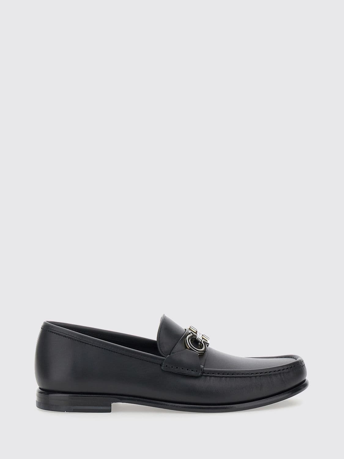 Ferragamo Calfskin Penny Loafer with Gancini Logo and Rubber Sole
