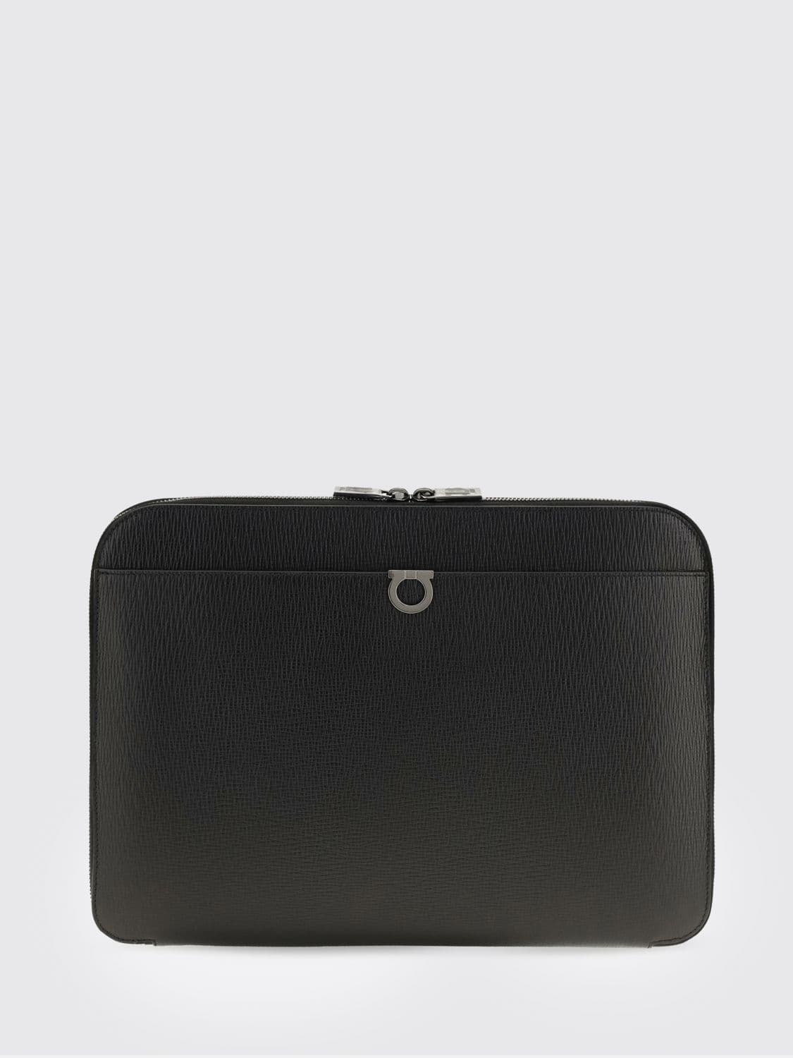 Ferragamo Gancini Hammered Calfskin Briefcase with Zip-Around Closure
