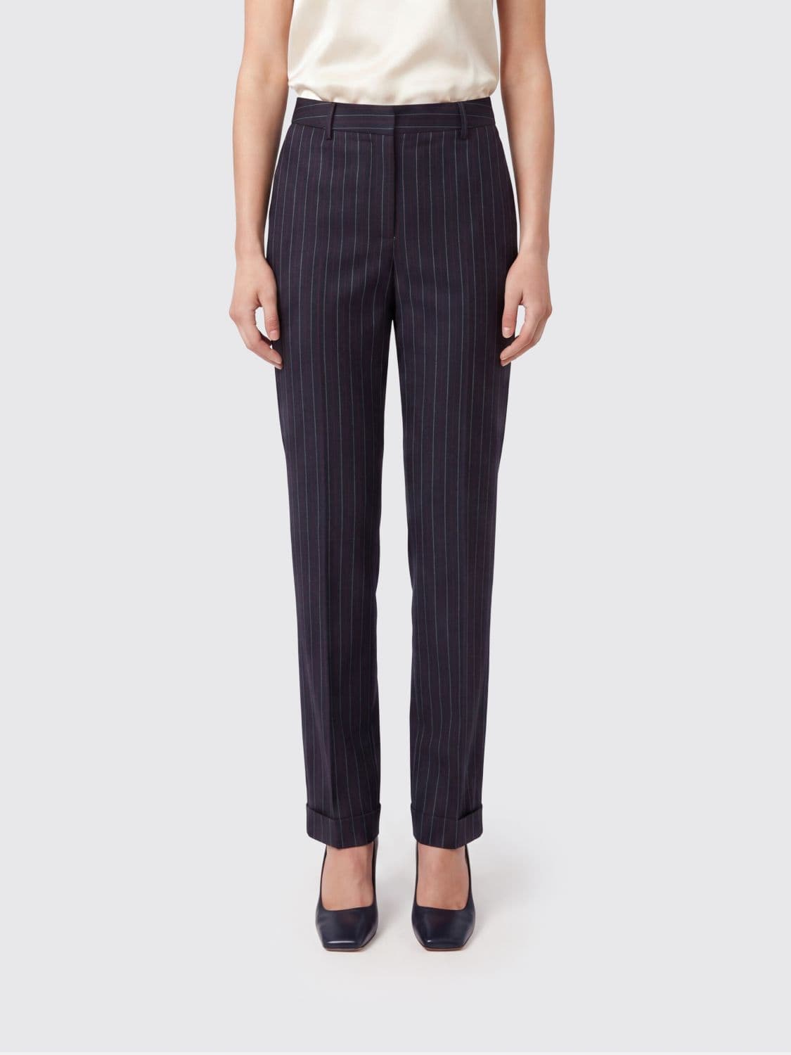 Semicouture High-Waisted Striped Wool-Blend Skinny Trousers