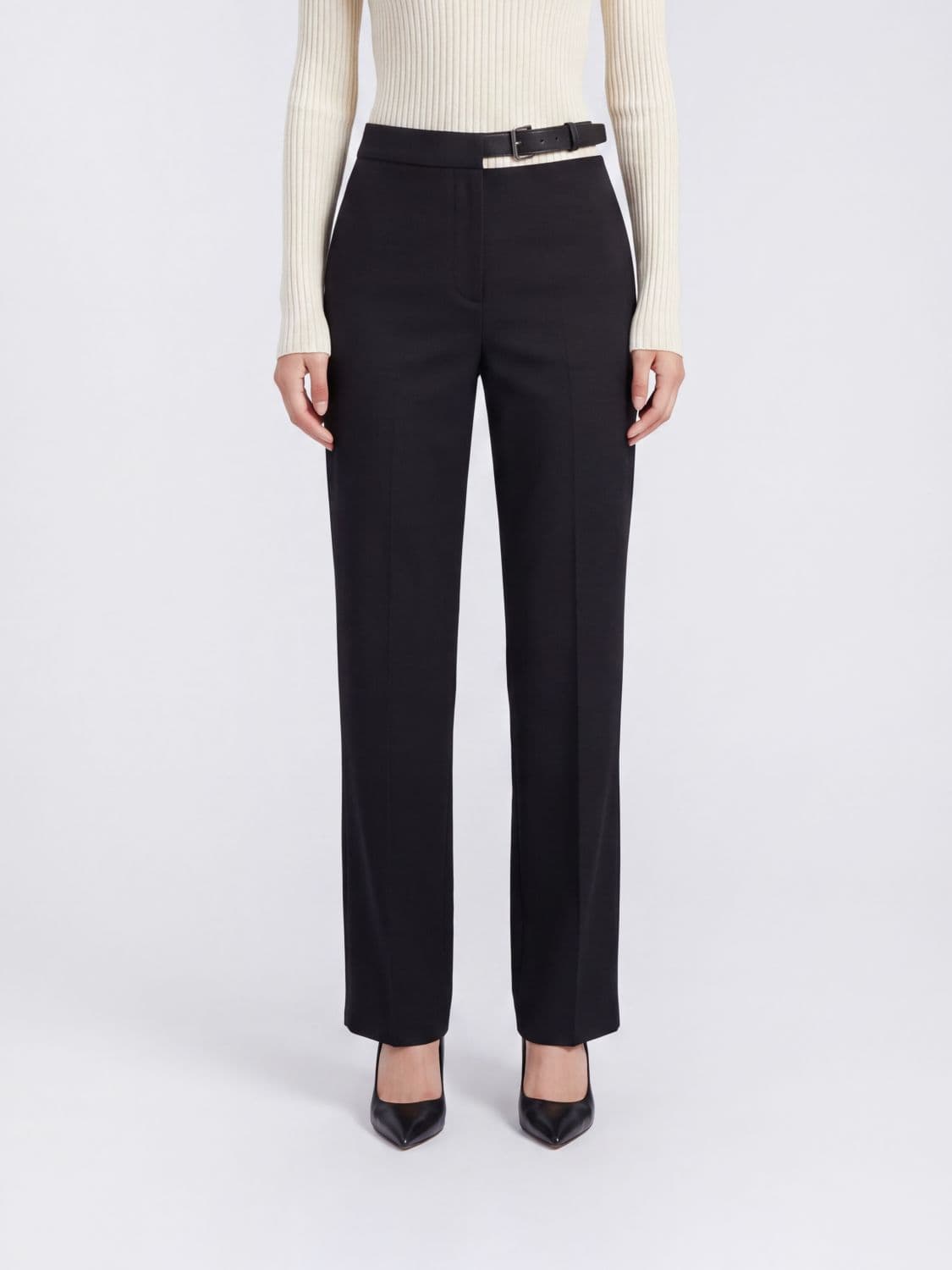 Semicouture High-Waisted Skinny Trousers in Wool Blend with Cut-Out Detail · 40