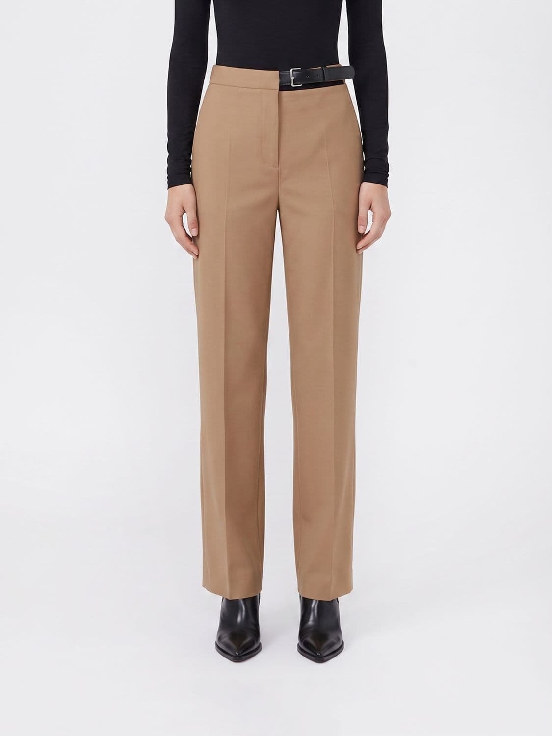 Semicouture High-Waisted Skinny Trousers in Wool Blend with Cut-Out Detail