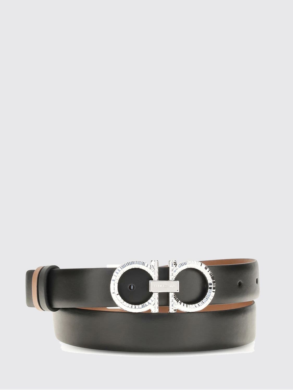 Ferragamo Reversible Calfskin Leather Belt with Gancini Metal Buckle
