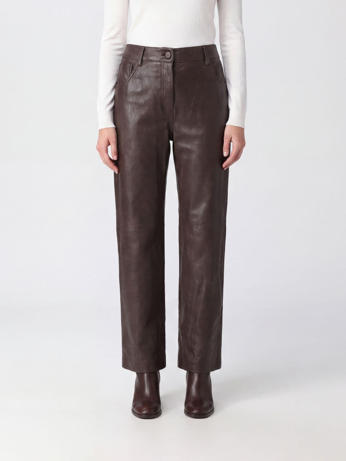 Magda Butrym High-Waisted Smooth Leather Straight Trousers