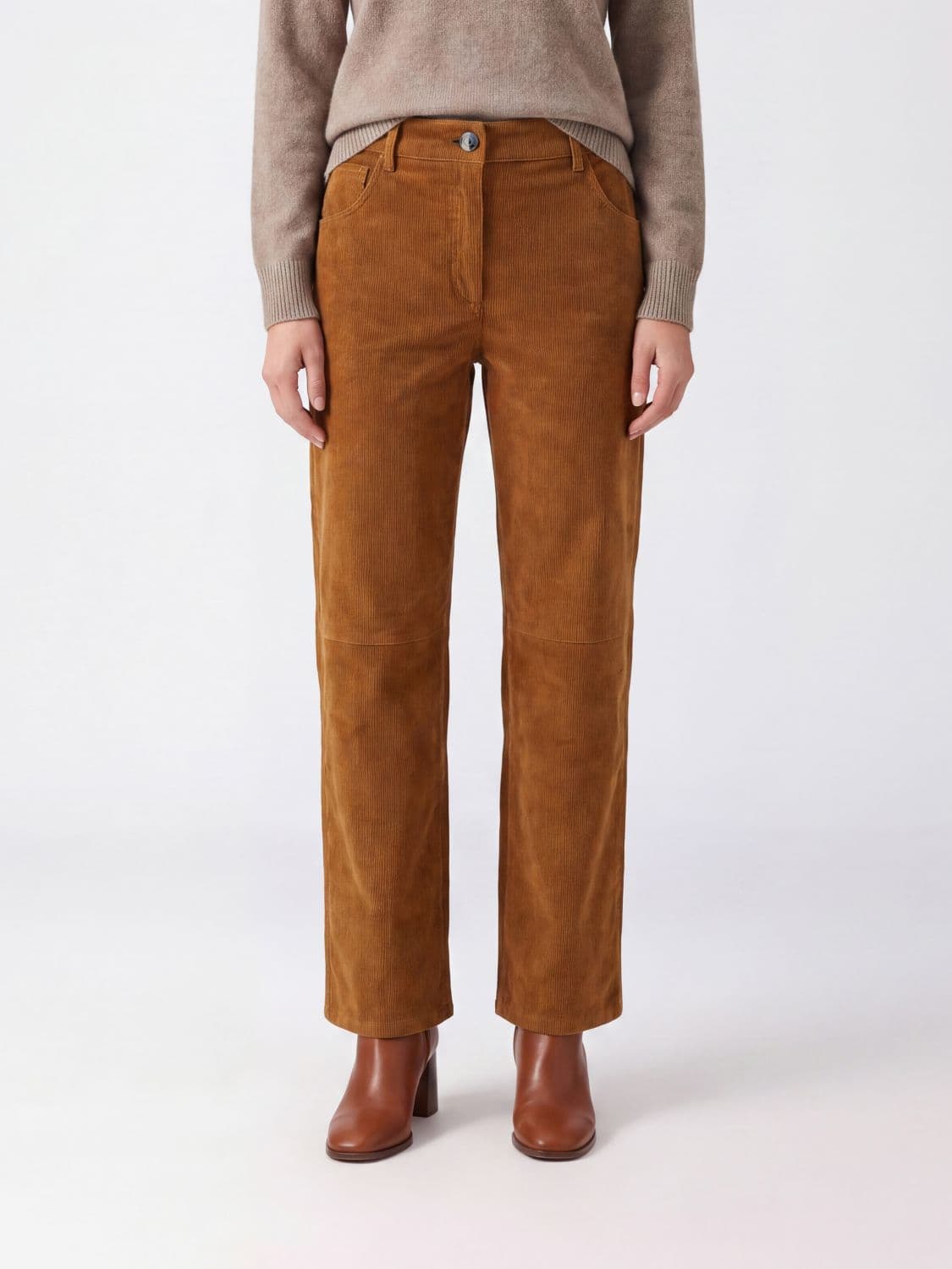 Magda Butrym Ribbed Suede Straight Leg Trousers