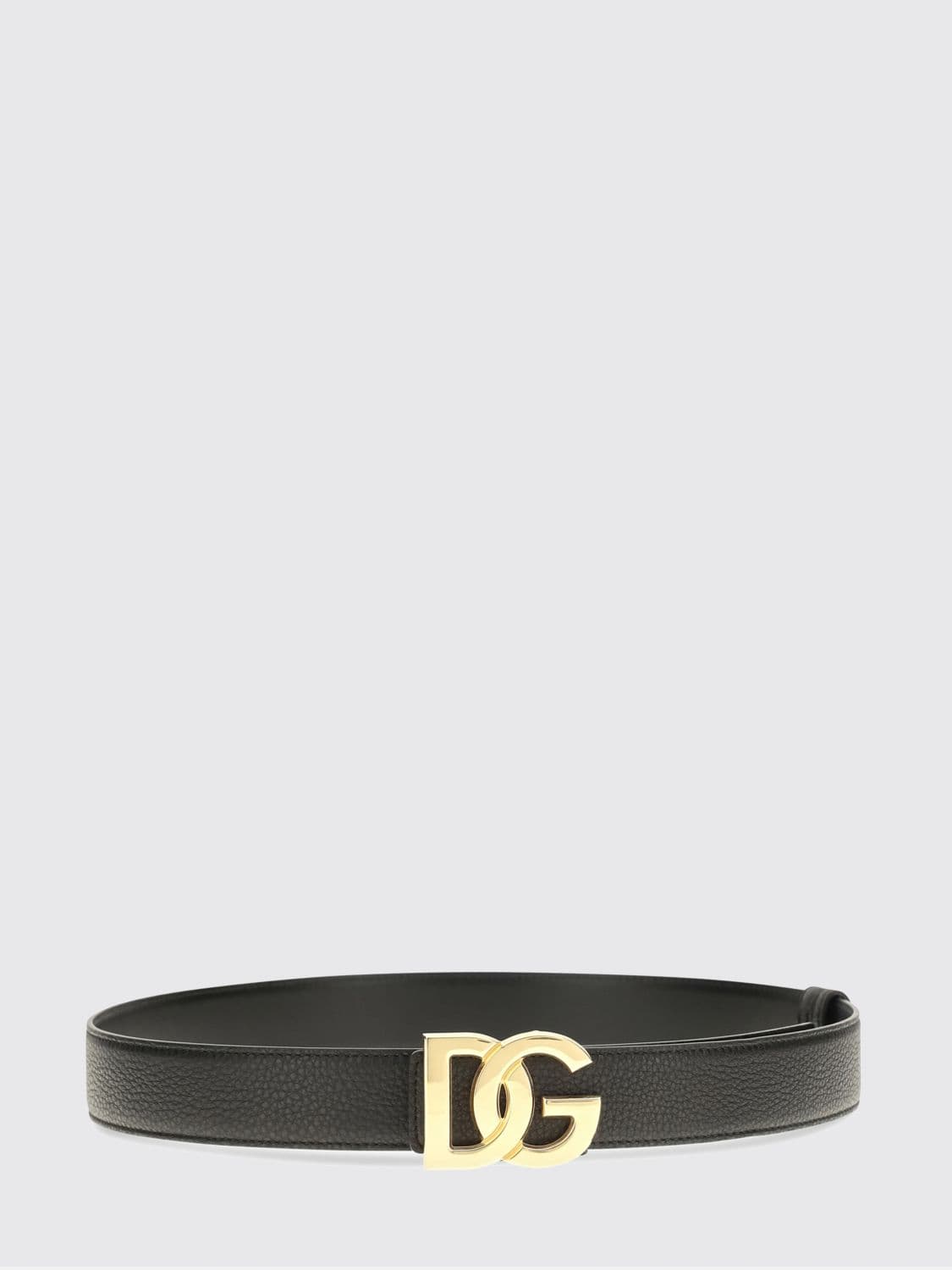 Dolce & Gabbana Calfskin Leather Belt with Monogram Pattern and DG Buckle