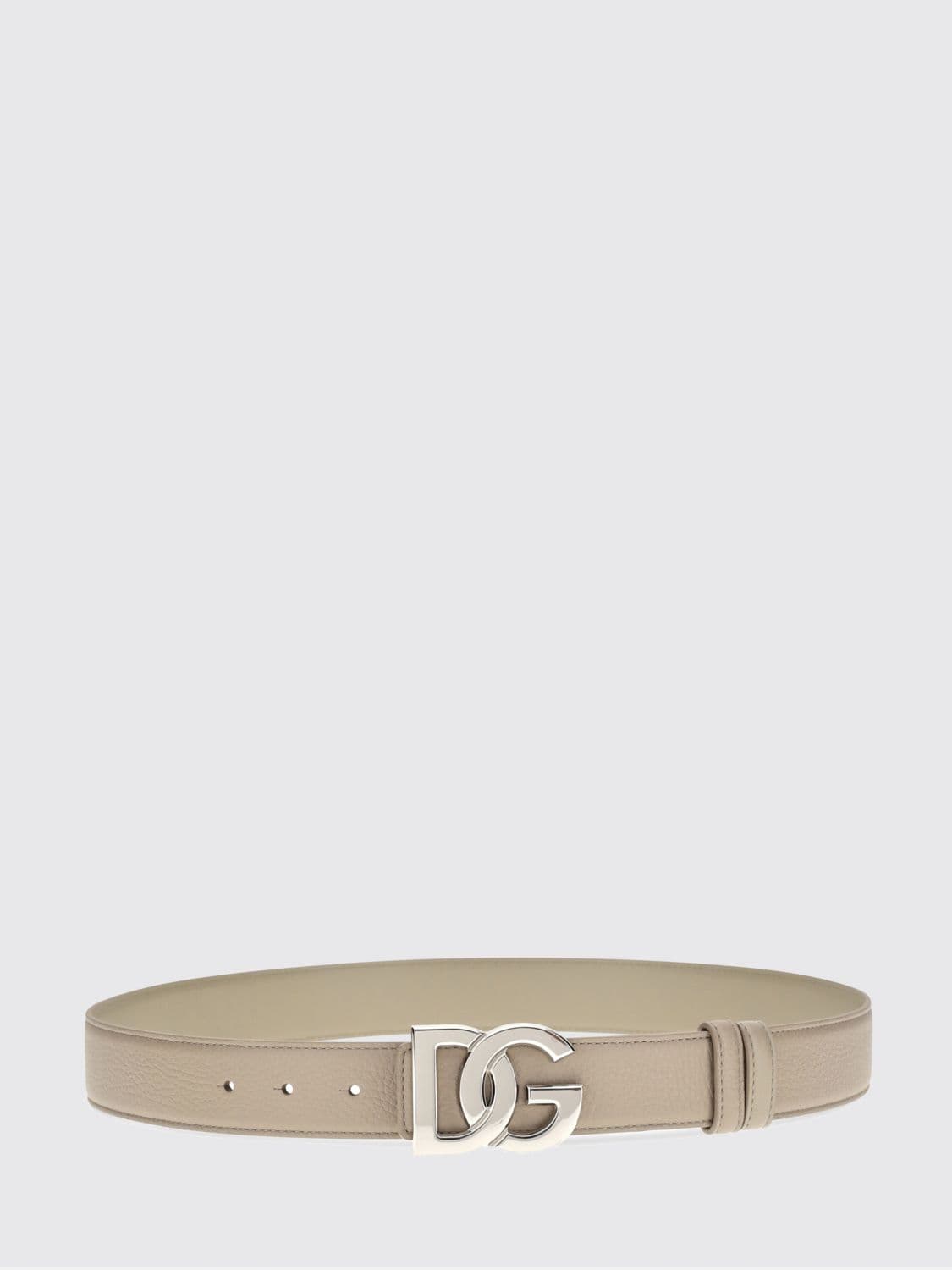 Dolce & Gabbana Calfskin Leather Belt with Monogram Pattern and DG Buckle