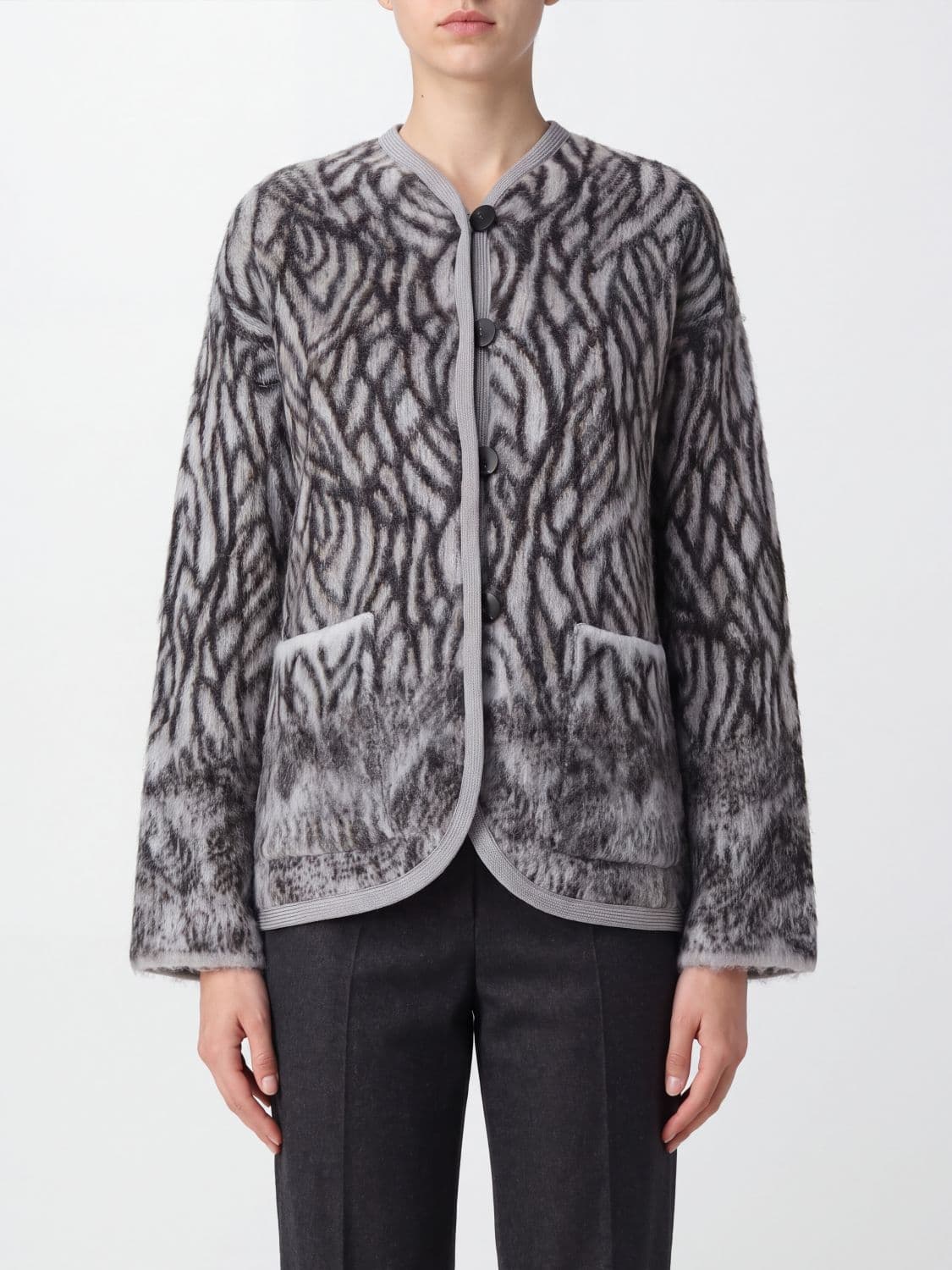 Forte Forte Single-Breasted Alpaca-Wool Jacquard Short Coat · 1