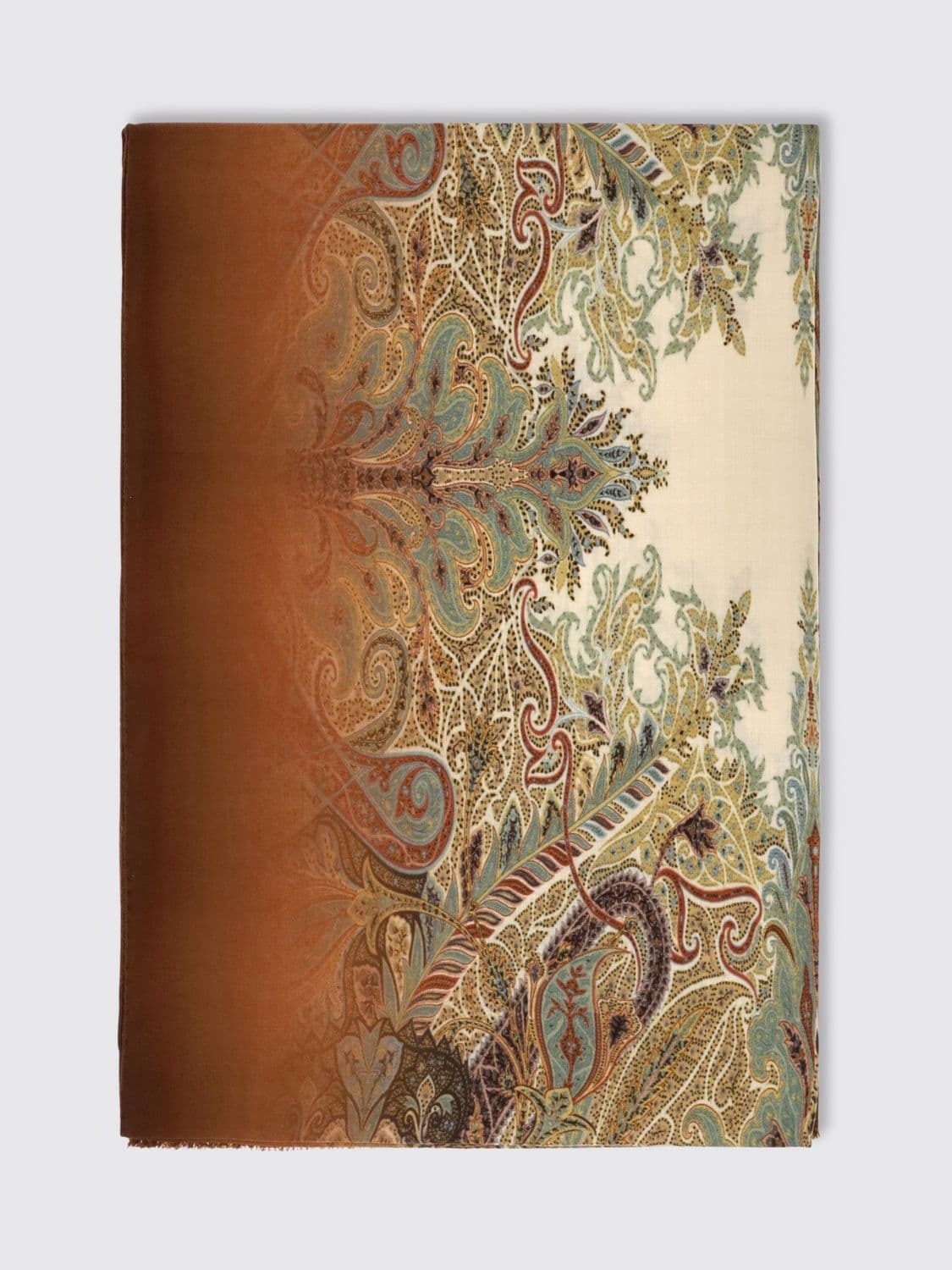 Etro Men's Pure Wool Scarf with Multicolor Paisley Pattern