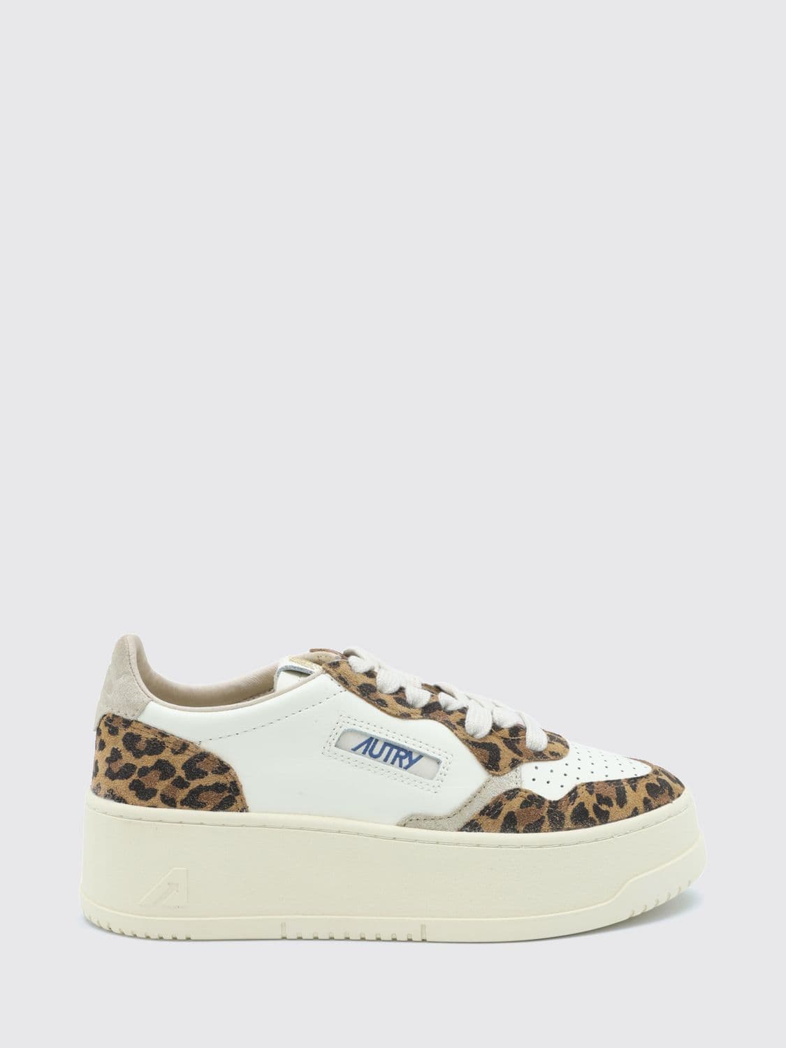 Autry Medalist Platform Low Animal-Print Pony Hair and Leather Platform Trainers