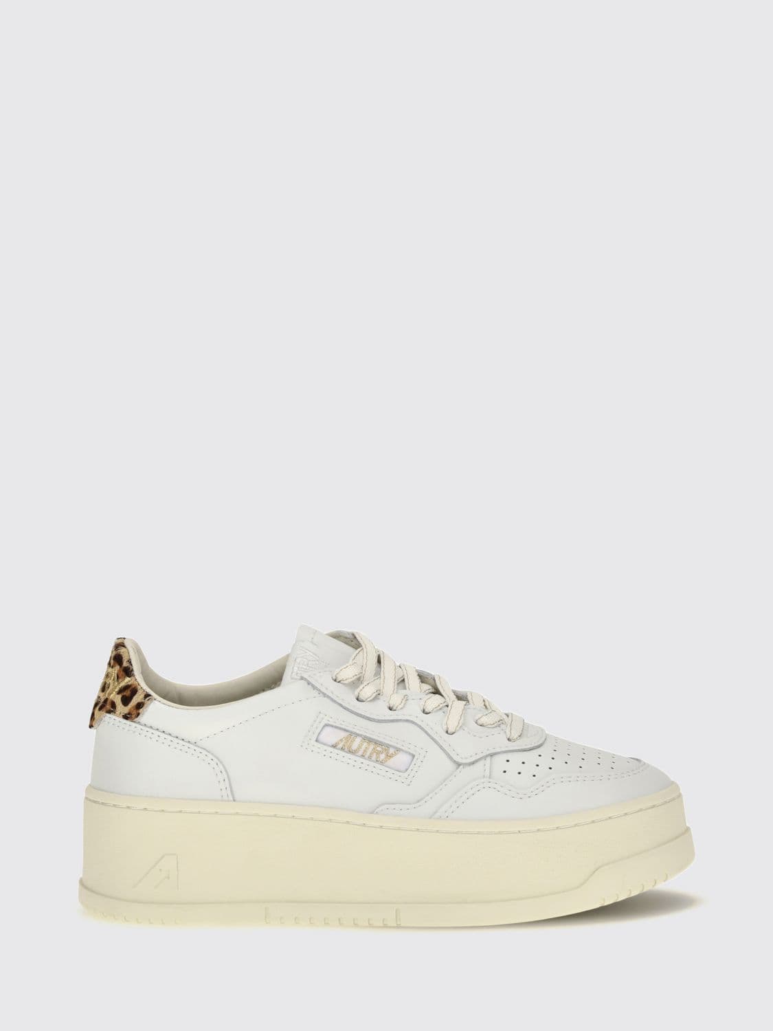 Autry Medalist Platform Low Animal-Print Pony Hair and Leather Platform Trainers