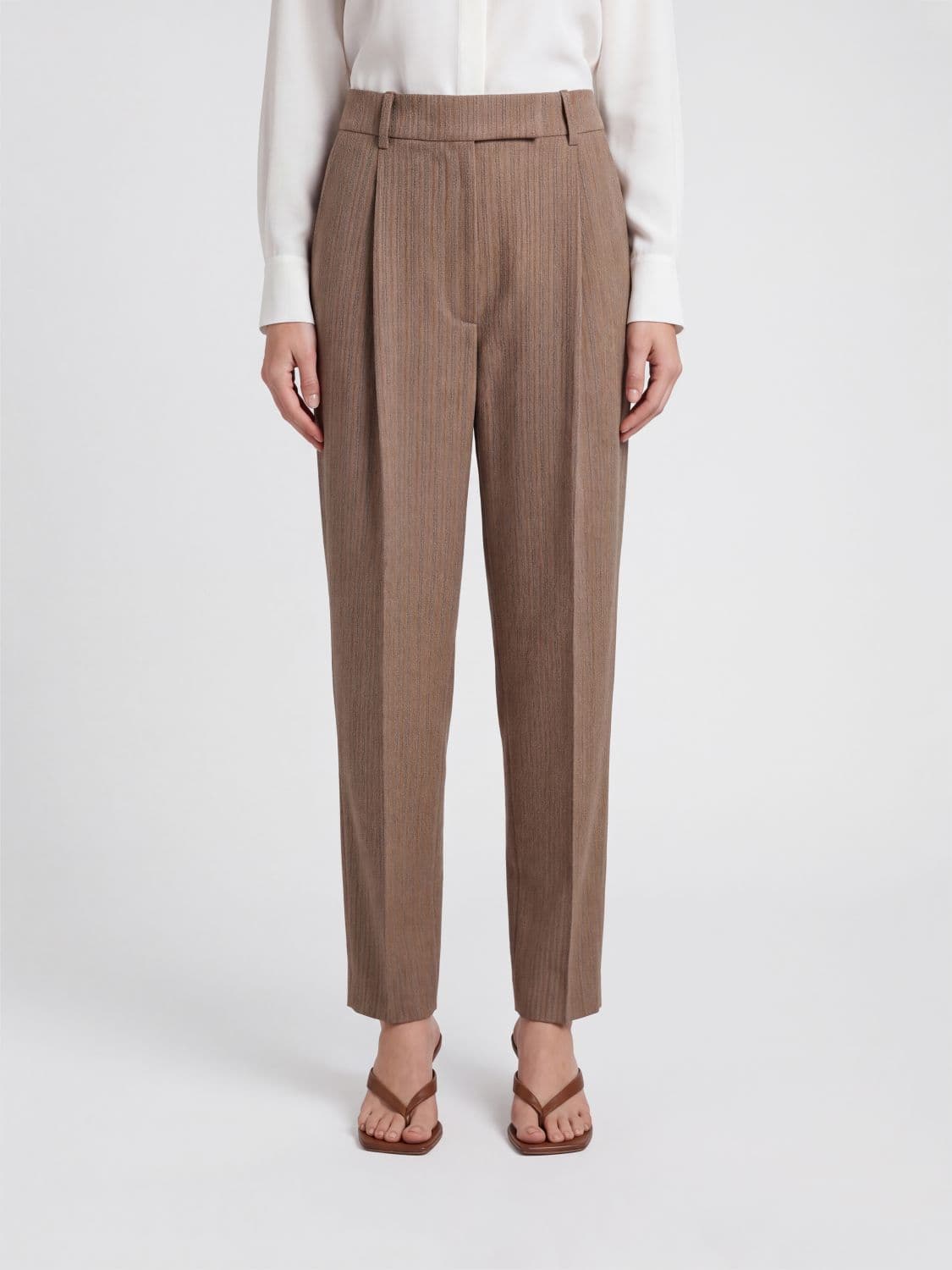 Rohe High-Waisted Striped Wool Blend Straight Trousers
