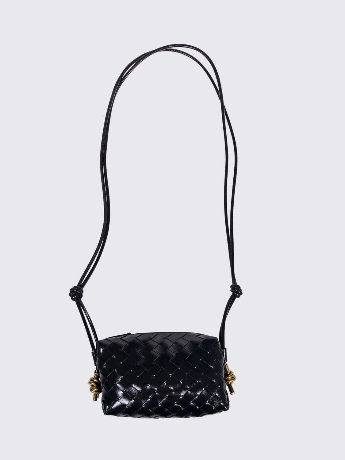 Bottega Veneta Black Intrecciato Leather Loop Mini Crossbody Bag