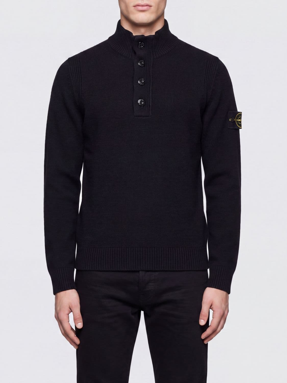 Stone Island Virgin Wool Turtleneck Jumper with Compass Logo Patch