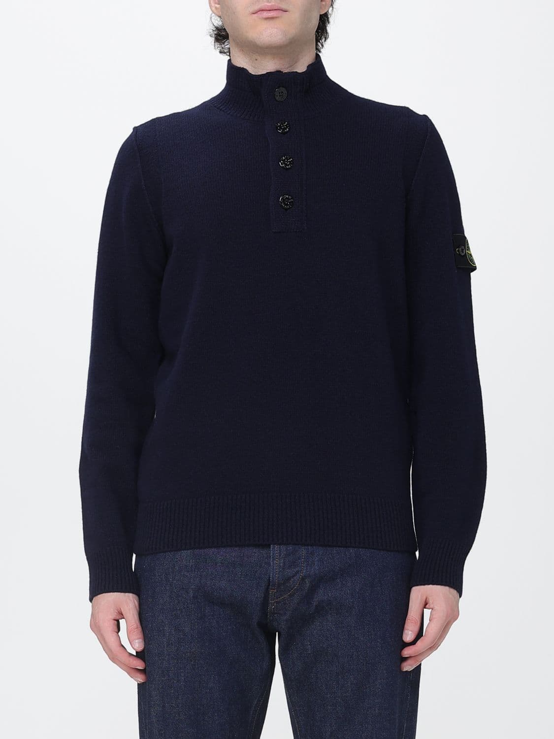 Stone Island Virgin Wool Turtleneck Jumper with Compass Logo Patch