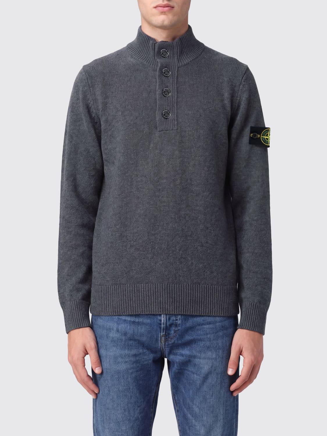 Stone Island Virgin Wool Turtleneck Jumper with Compass Logo Patch
