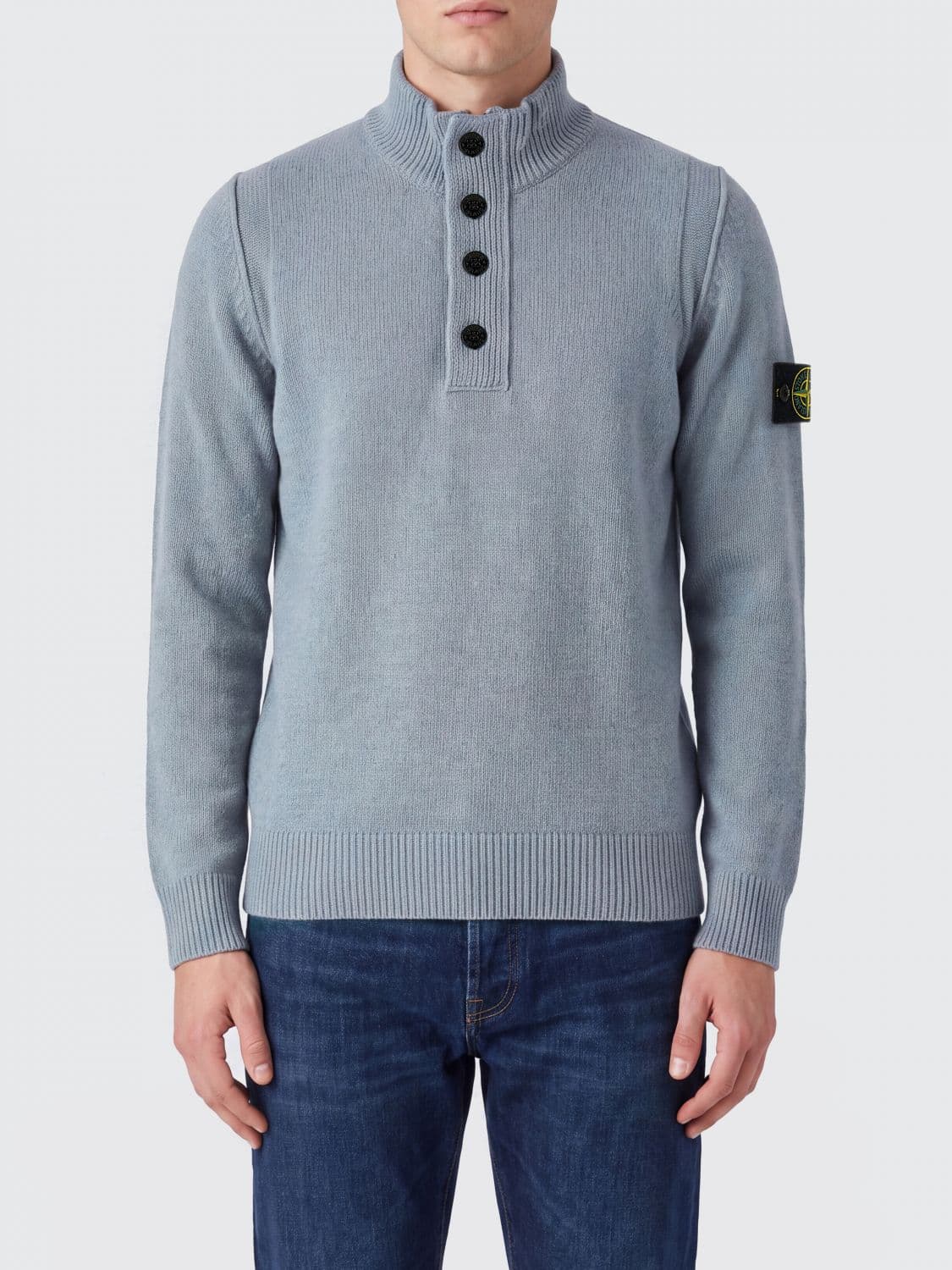 Stone Island Virgin Wool Turtleneck Jumper with Compass Logo Patch