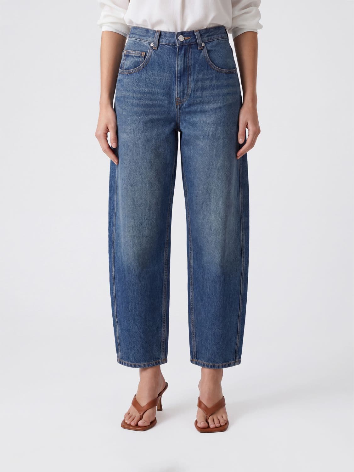 Isabel Marant Etoile Oriane High-Waisted Baggy Jeans in Cotton Denim · 38